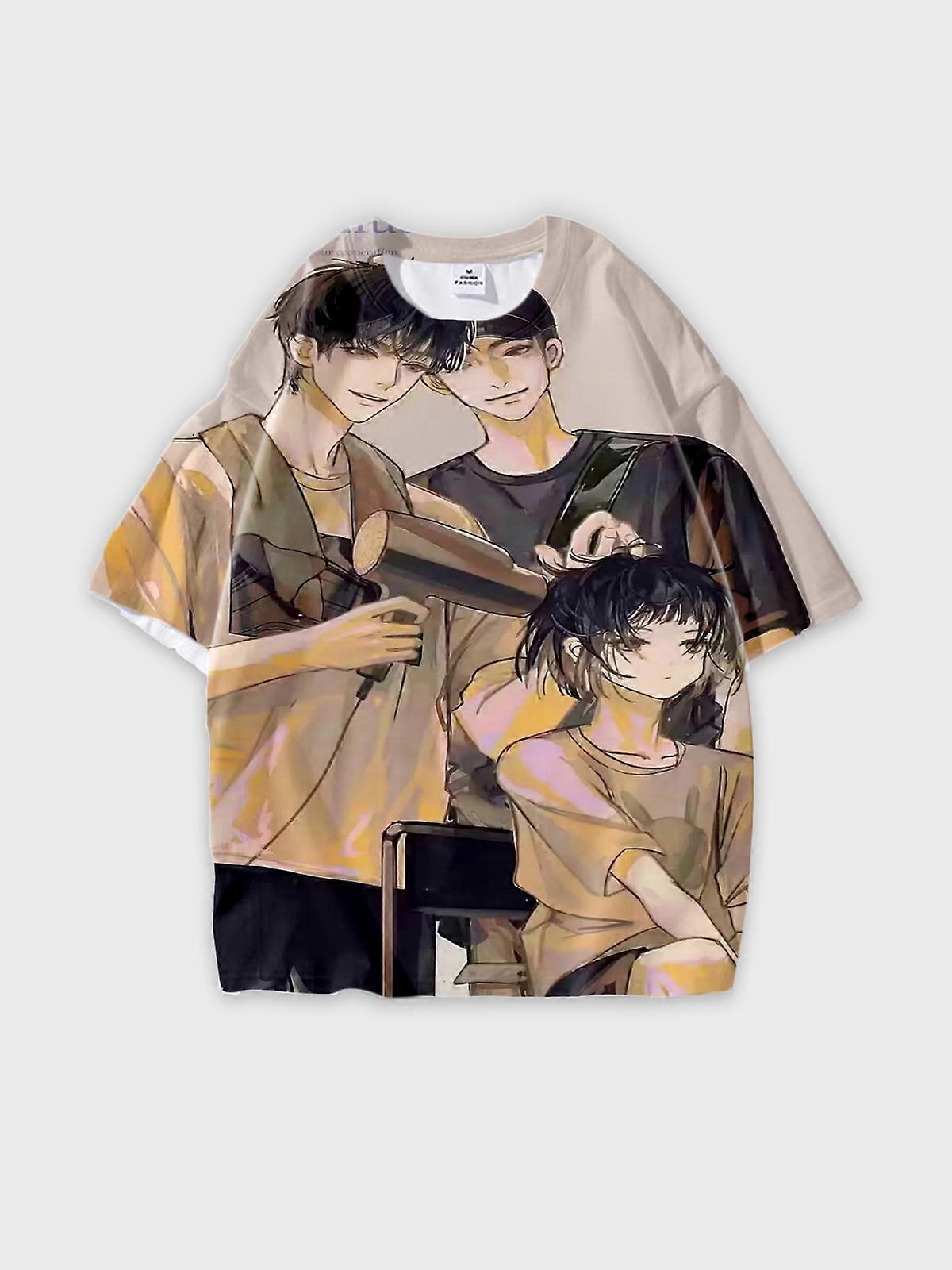T-Shirt Round Neck, Loose Short Sleeve Wu Zhe's Wildness Graphic Tee, Unisex Summer Casual Top W3295