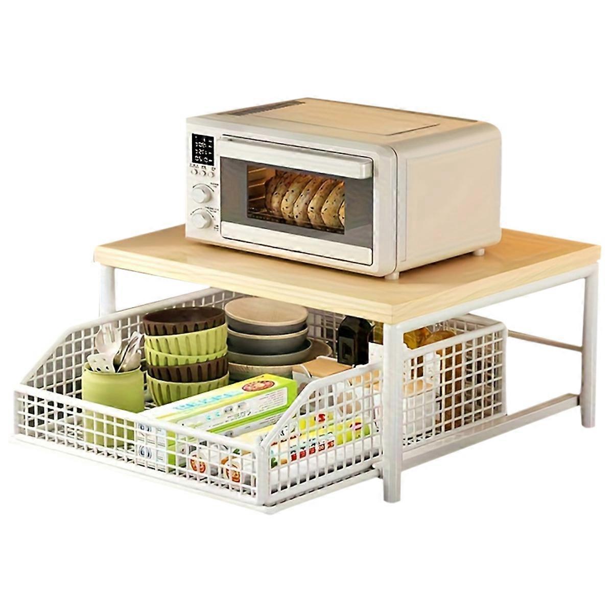 Space-Saving Kitchen Countertop Organizer with Drawer White