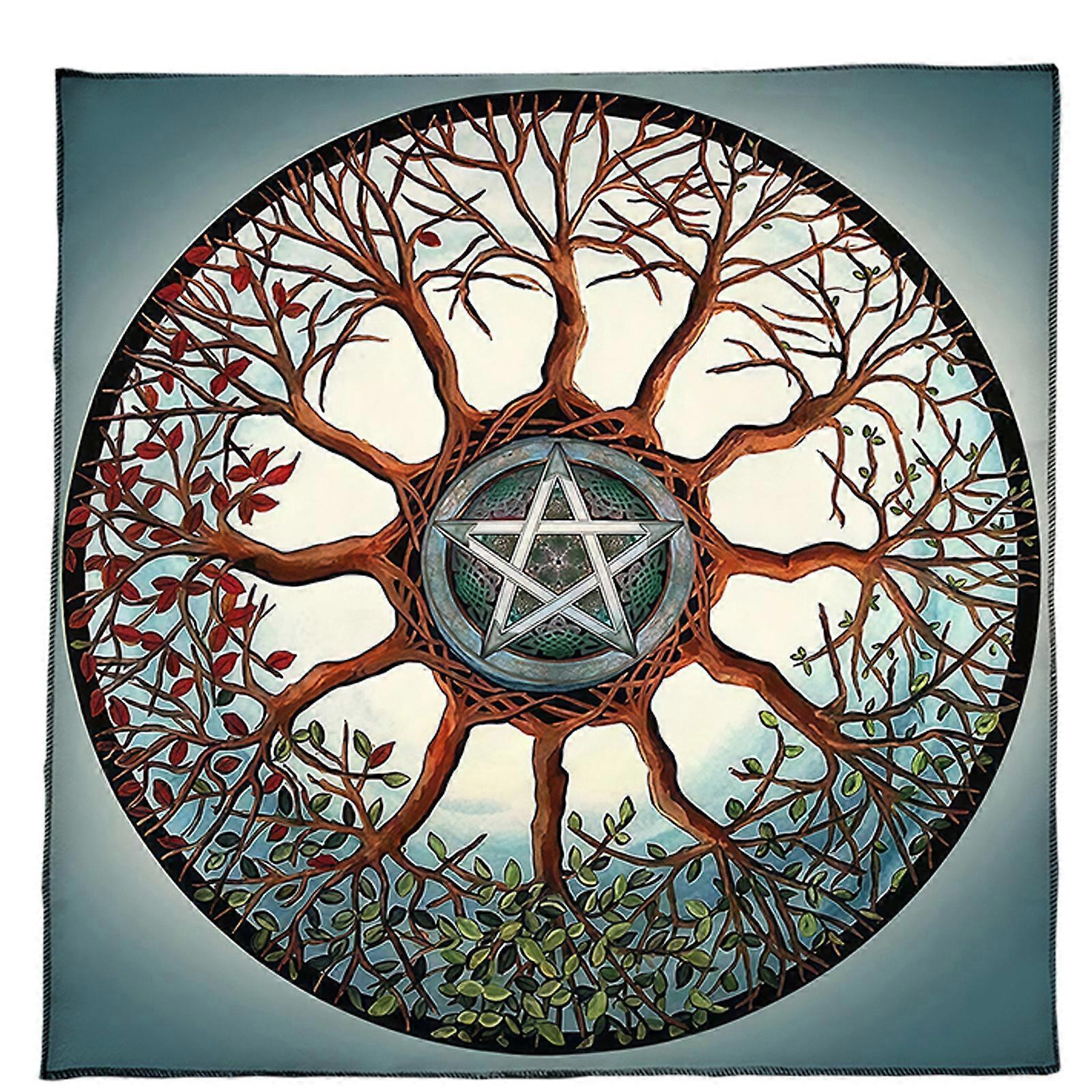 Tree Star Pattern Astrology Tablecloth Tarots Divinations Tablecloth Altars Cloth Divinations Board Game Accessory  75x75cm