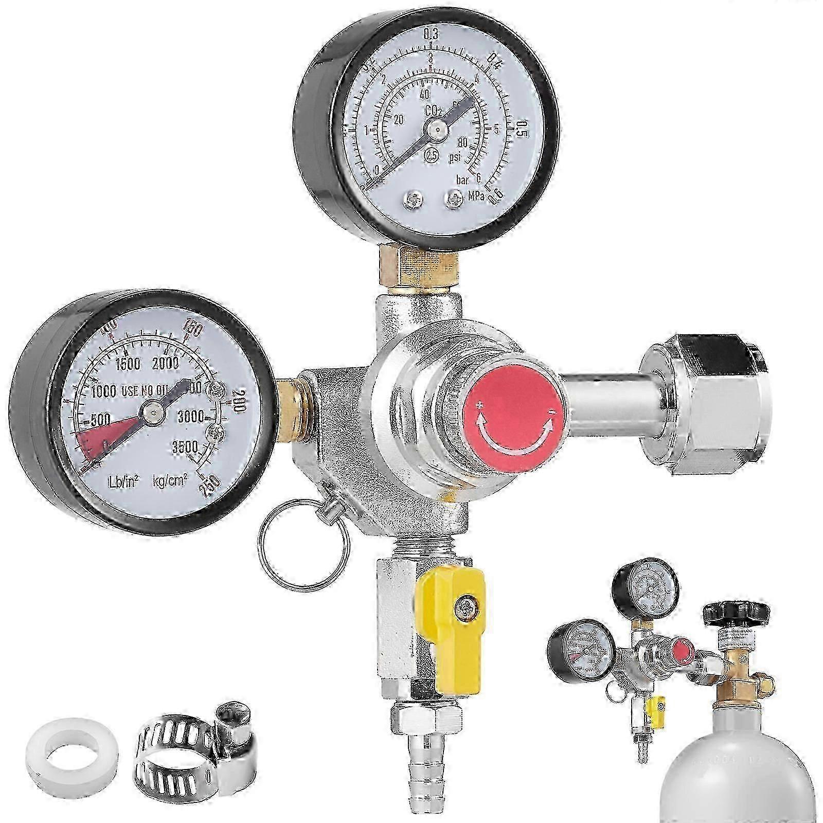 CO2 Draft Beer Regulator with Double Gauge and CGA320 Fit for UK Homebrew Enthusiasts