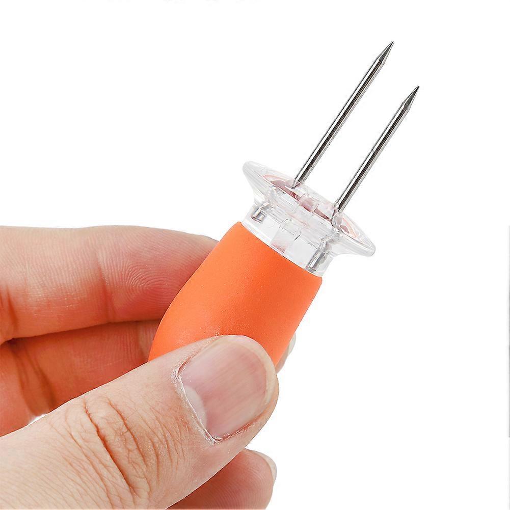 4 Sets Stainless Steel Corn Forks BBQ Insert 10cm Orange