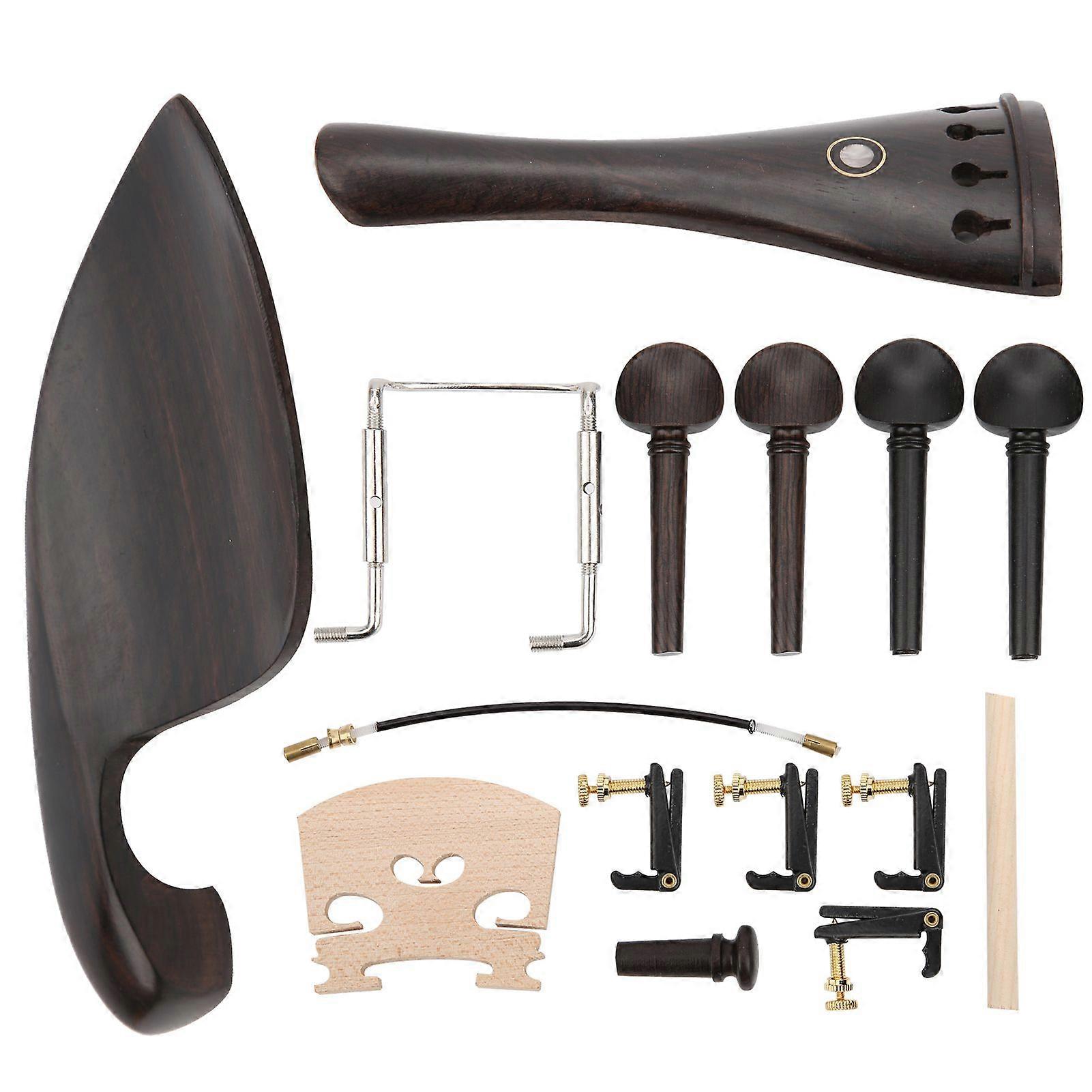 4/4 Violin Parts Tailpiece Ebony Tuning Pegs Chinrest Endpin Tuners Bridge Soundpost Kit