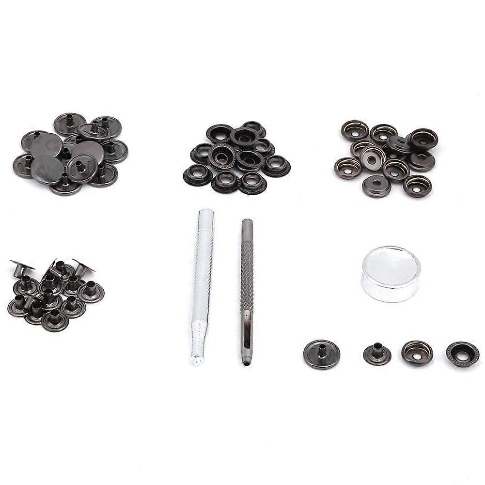 Metal Press Stud Snap Button Fastener for Leather Clothes Jacket Repair(black nickel 3pcs tool)