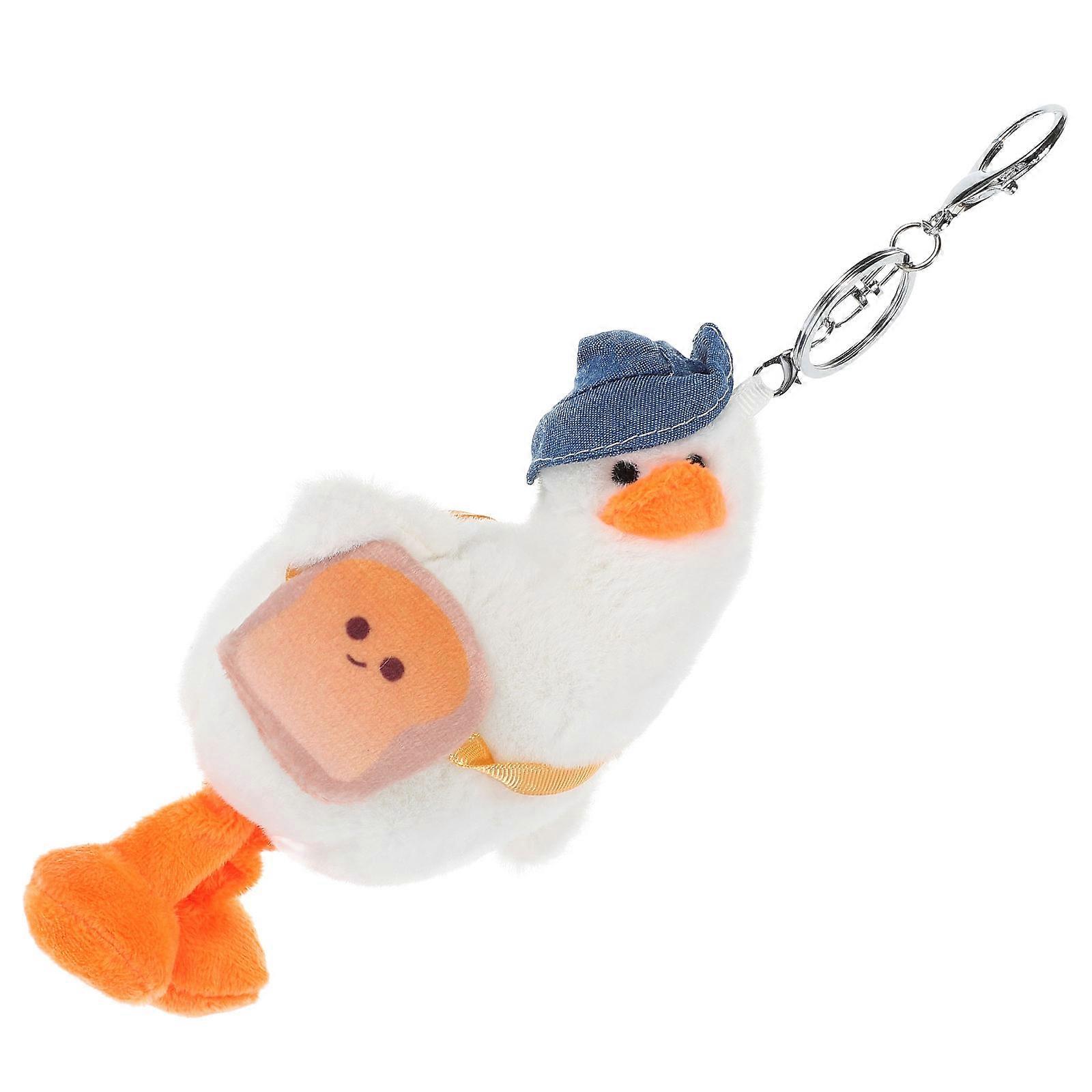 Plush Keyring Charm Duck for Doll Hanging Decor 2Pcs White Keychain