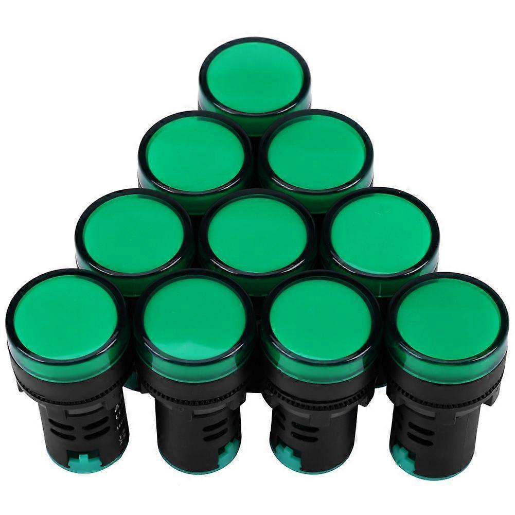 10Pcs  AC/DC 24V 22mm Thread LED Electronic Indicator Signal Light (Green)