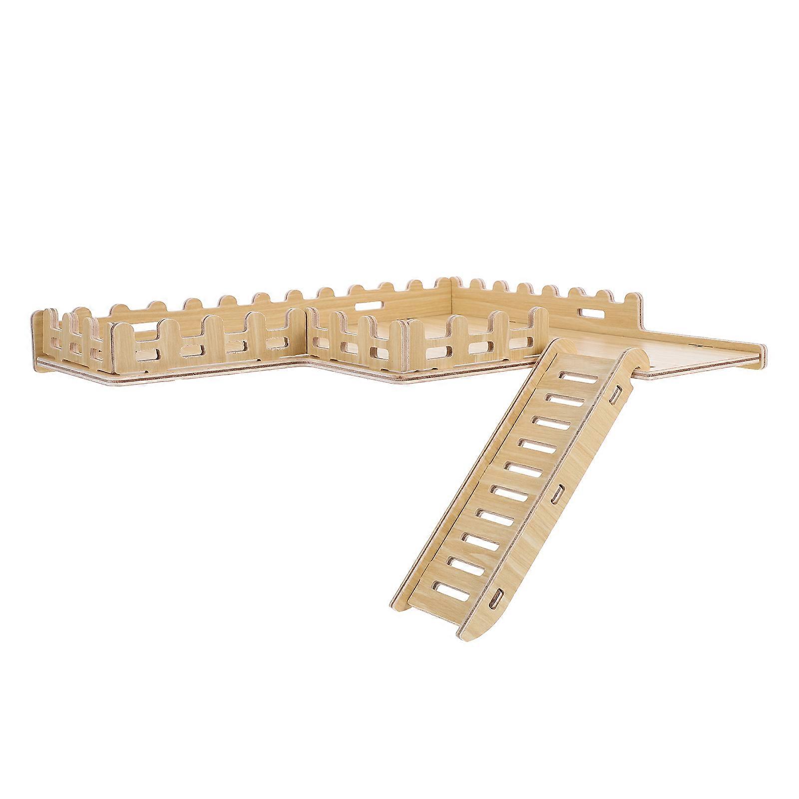 Hamster Cage Wooden Platform with Ladder Providing Activity Space 3Pcs