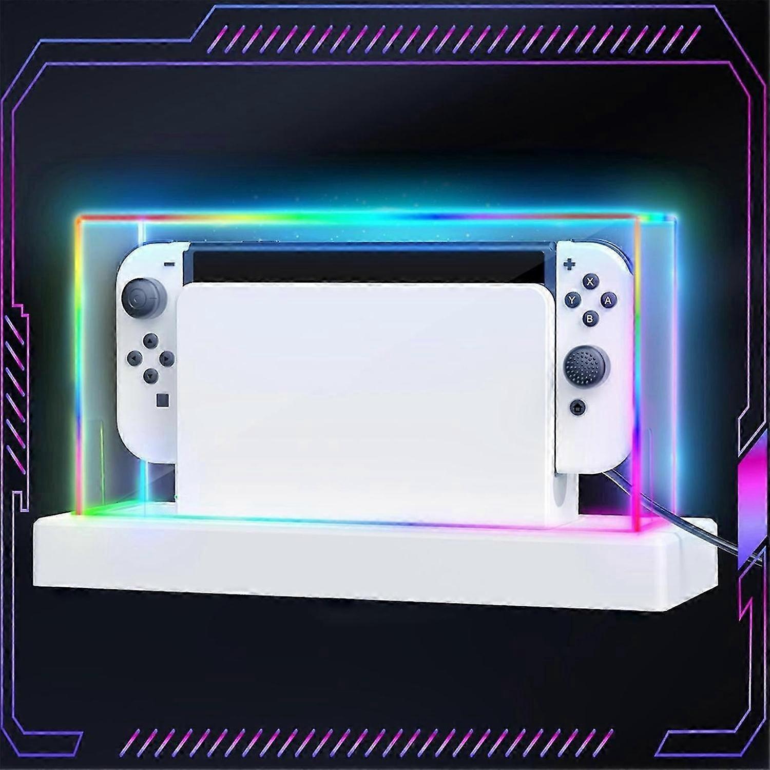 Acrylic Clear Dust Cover and 16Led Color Light Base with for Nintendo
