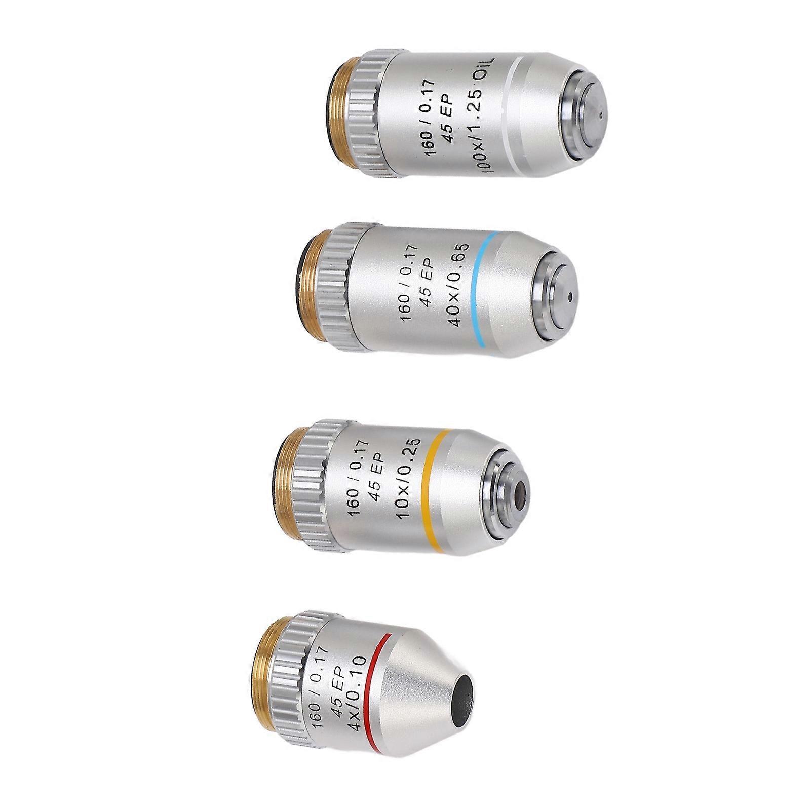 4X 10X 40X 100X Achromatic RMS Microscope Objectives Chrome Plated