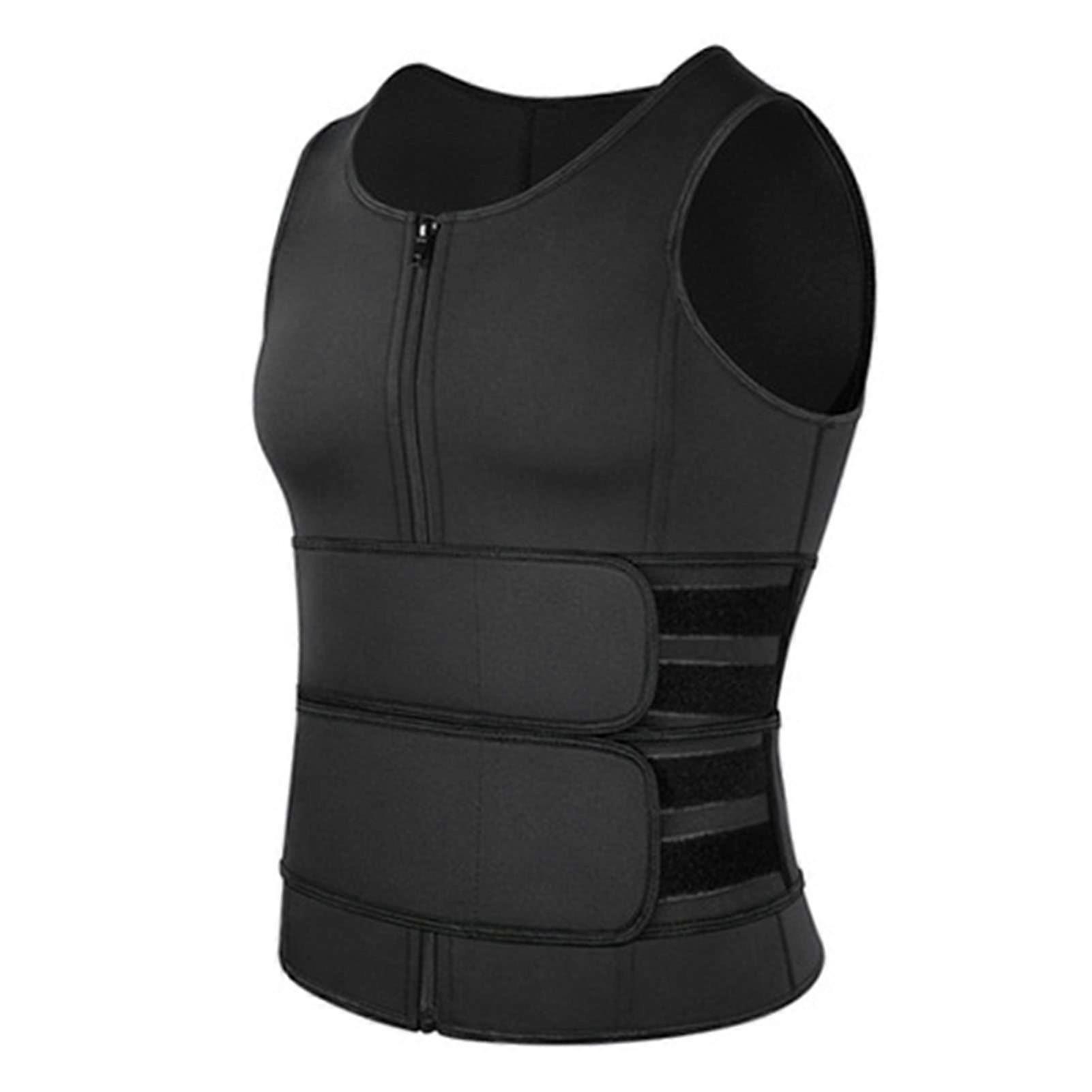 Sauna Vest Double Belt Waist Trainer For Men, Breathable Sweat Slimming, Abdominal Shaping, Black Size L