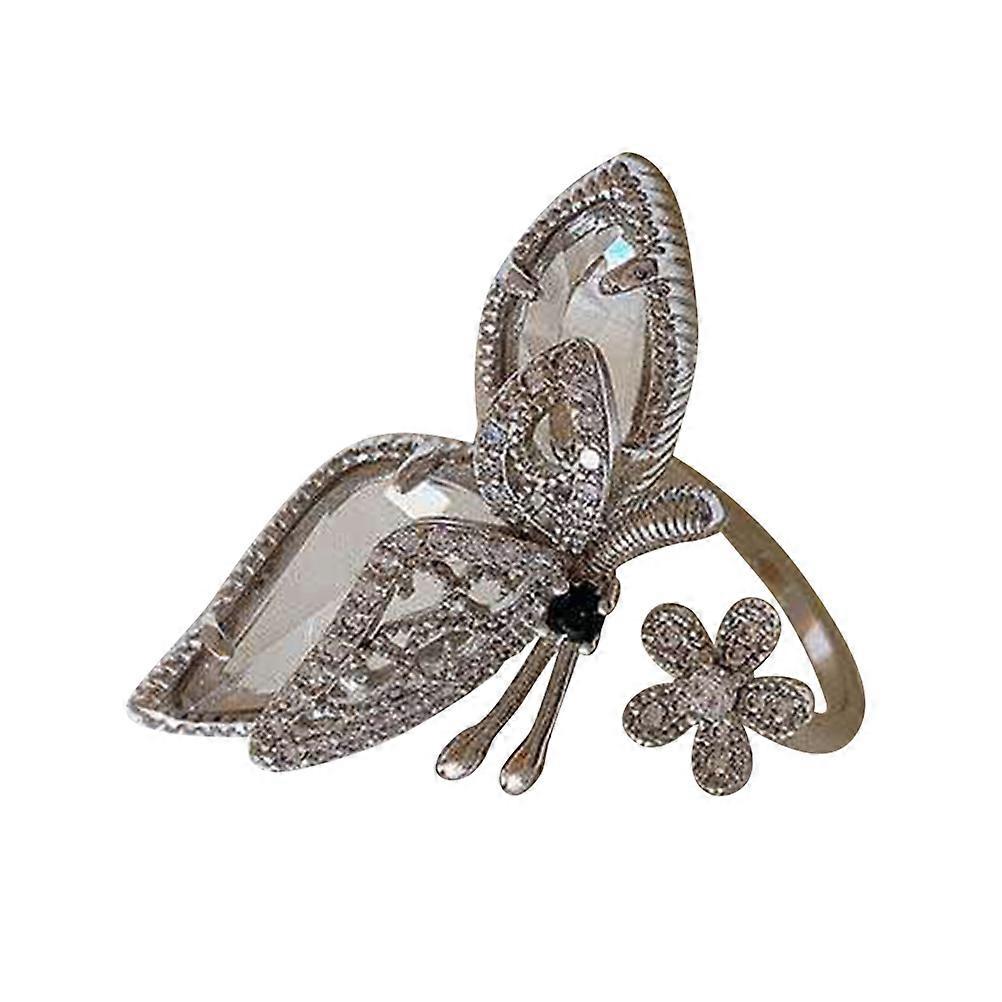 Women Finger Ring Butterflies Copper Adjustable Opening Ring Decor