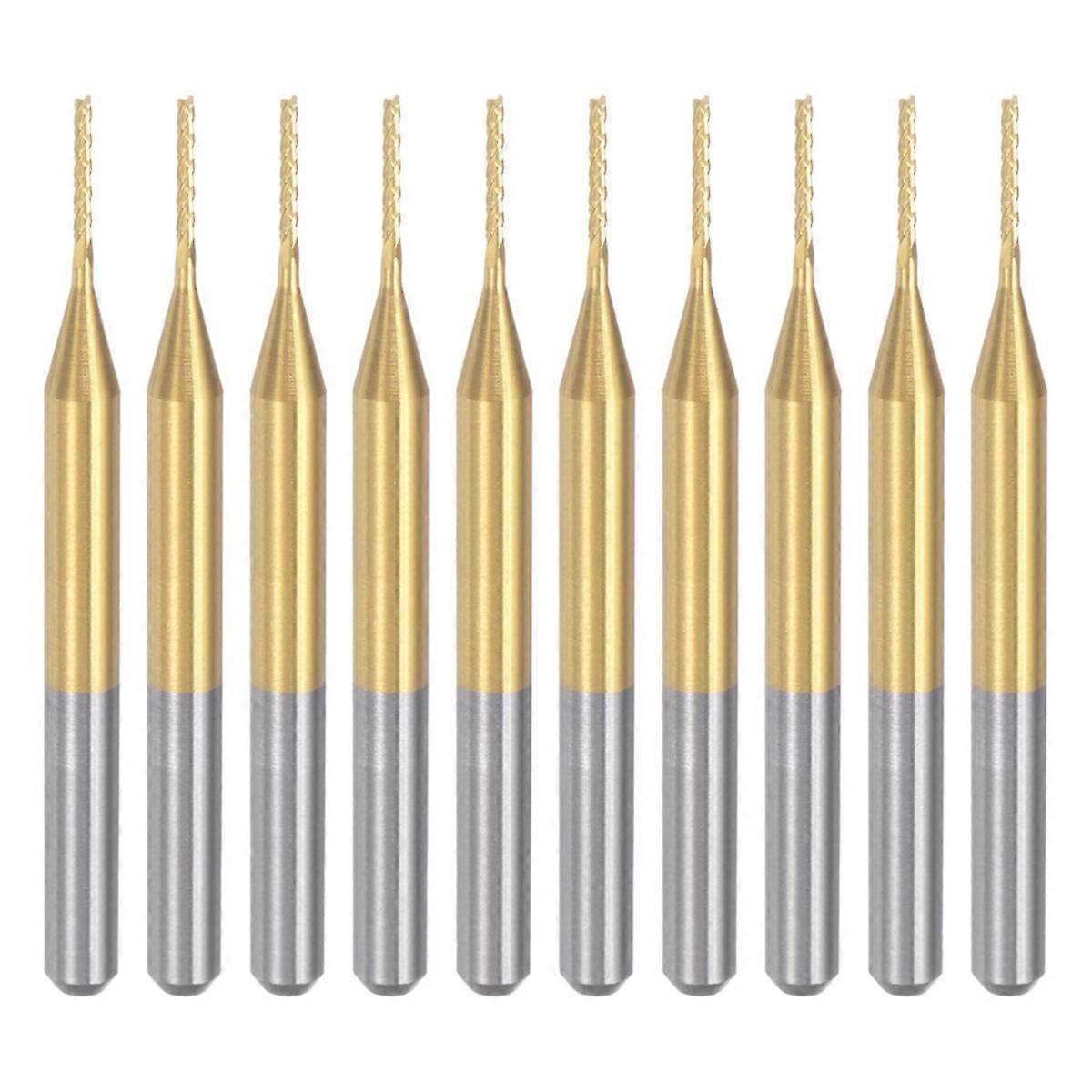 10PCS Titanium Coat Carbide For PCB Machine, 1/8 Inch Shank 0.8Mm