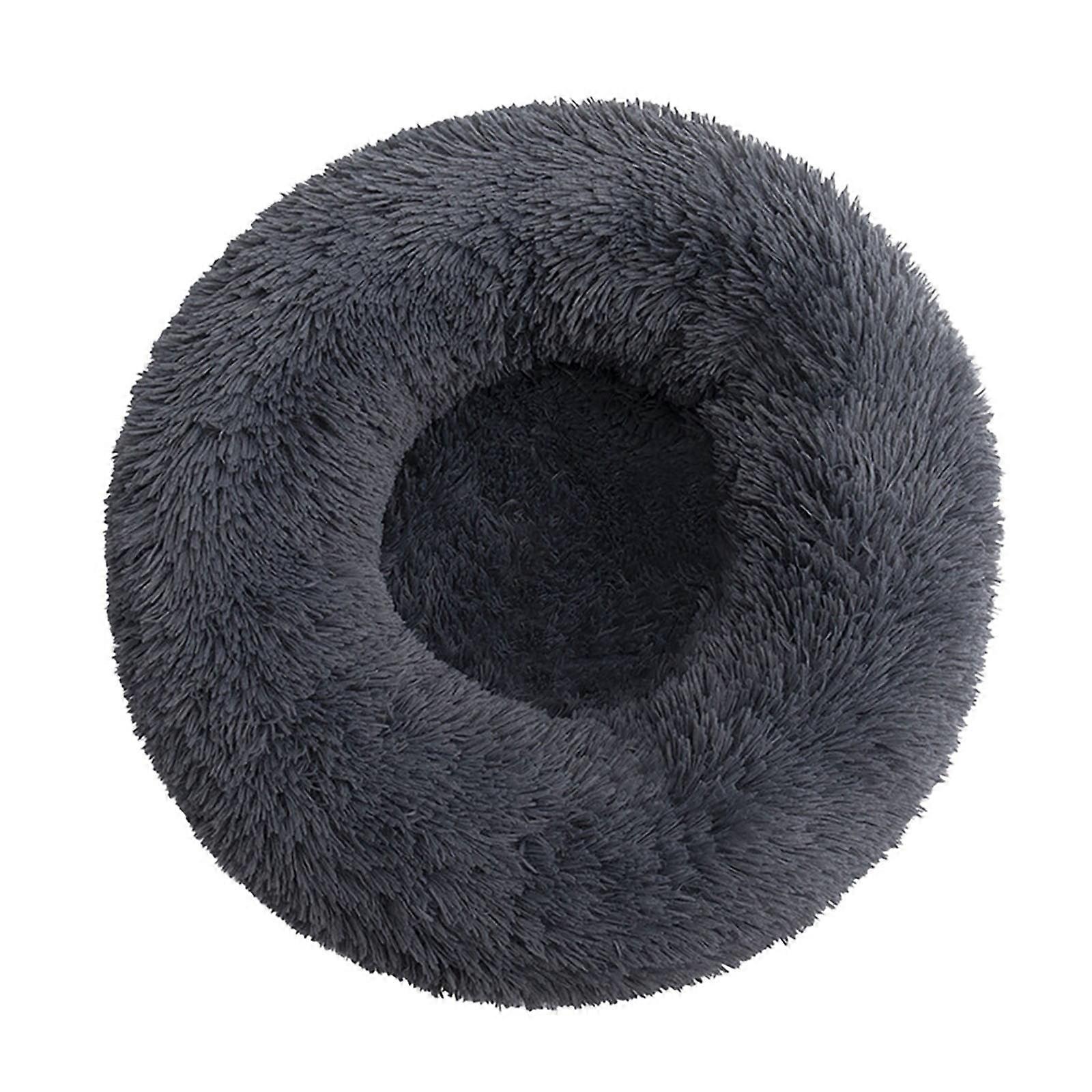 Cat Bed for Indoor Cats - 50x50 Washable Donut Dog Bed, Soft Plush Pet Cushion with Waterproof Bottom, Fluffy Calming Self-Warming Bed for Better