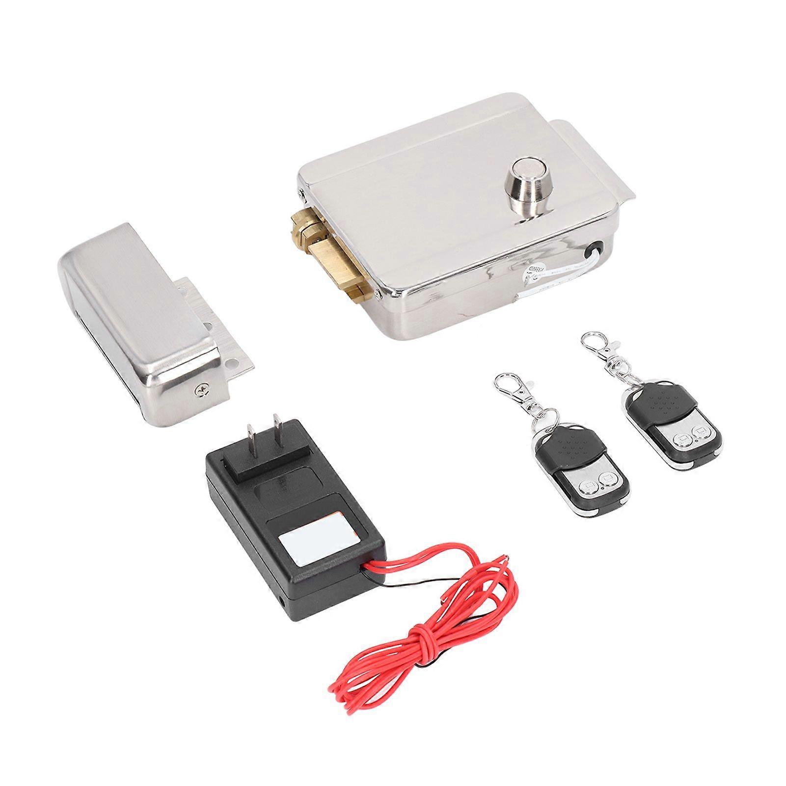 Electromagnetic Door Lock Kit Wireless Keyless Anti Theft 2 Wire with 2 Remote Control