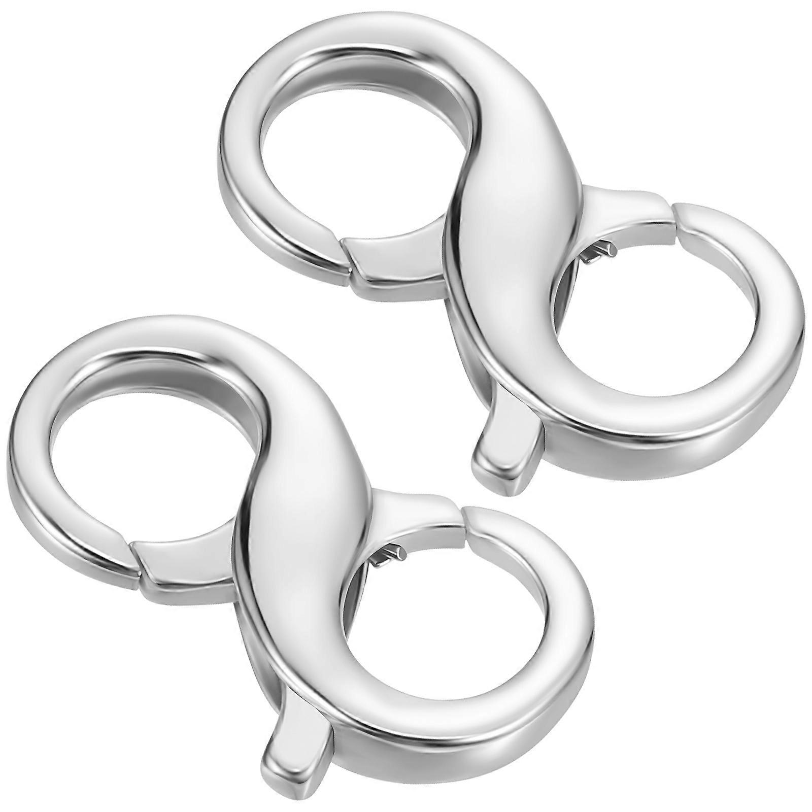 Silver Lobster Claw Clasps for Jewelry Making Double Lobster Clasp 2Pcs