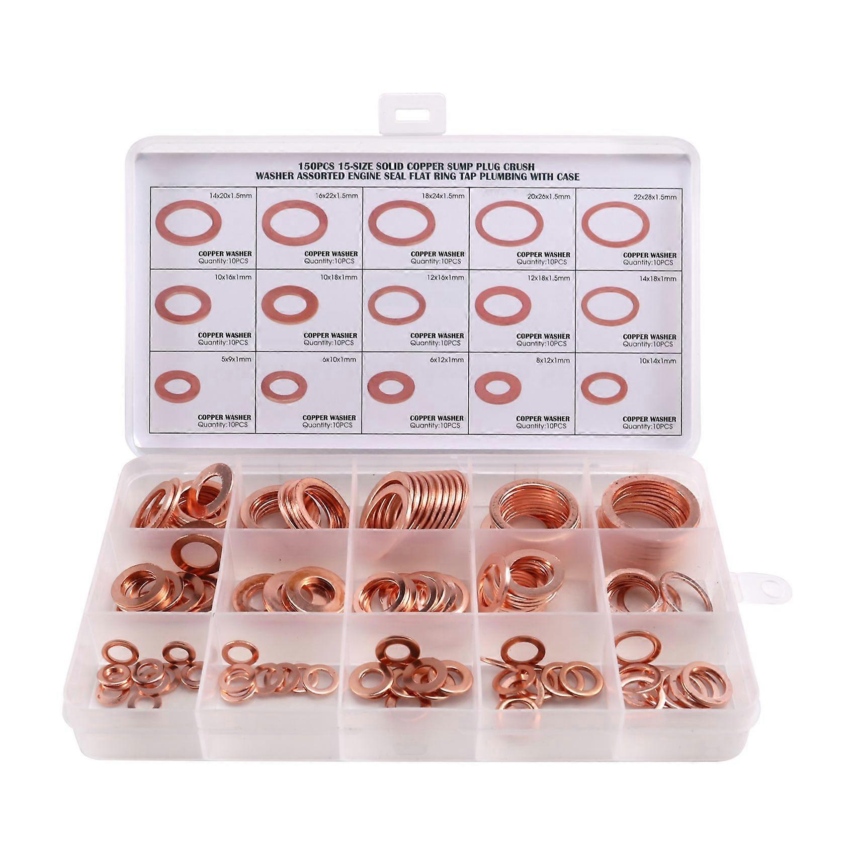 150pcs copper washers, sealing gasket, metal flat washer combo.