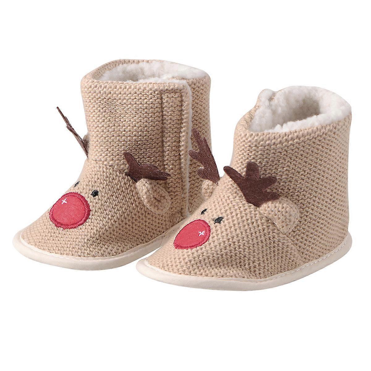 Baby's Boots Cotton Shoes for Wearing Use Non Slip Beige Elk Pattern