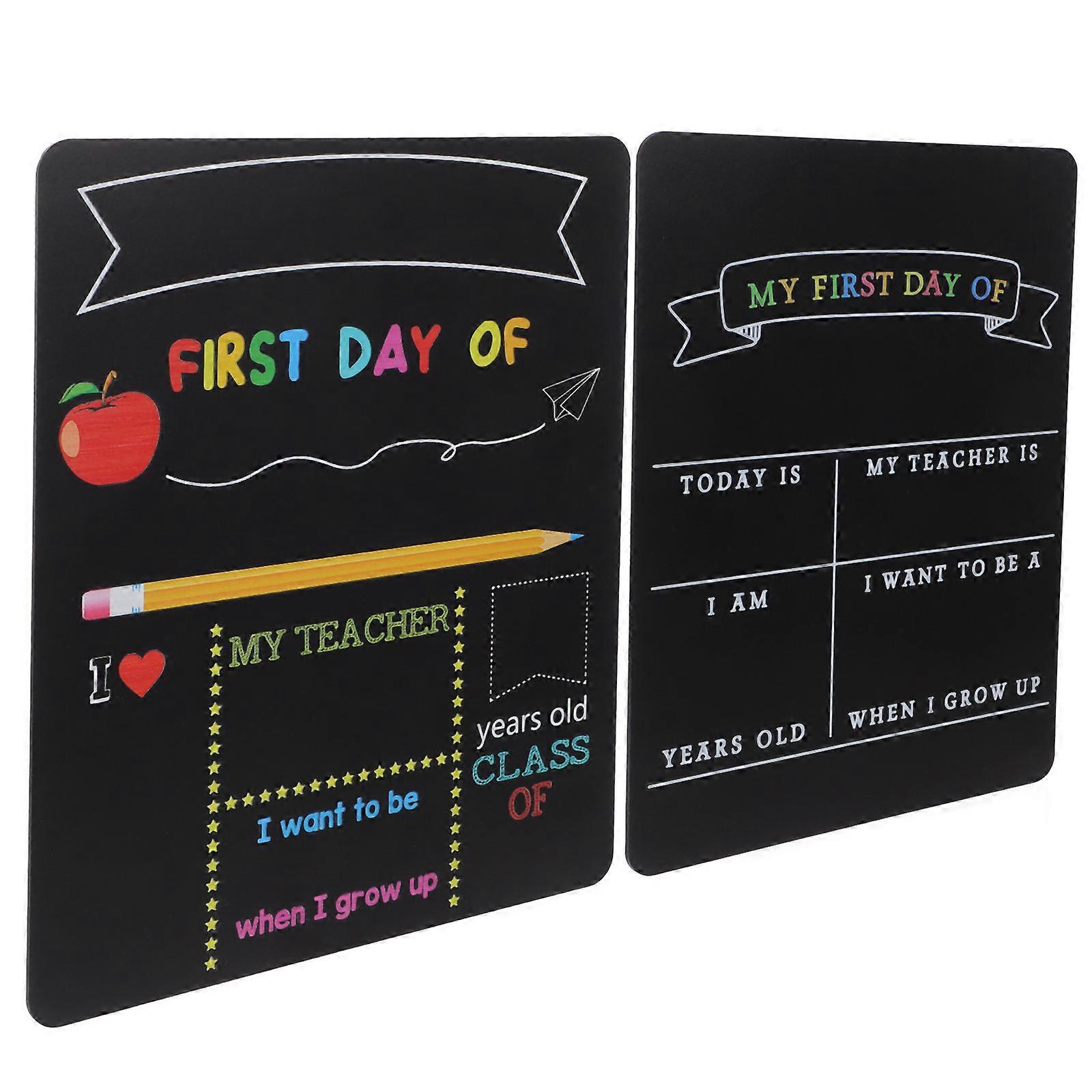Reusable Chalkboard Sign For Day Of School 4Pcs Rectangular Black Writing For Elementary School 29X21CM