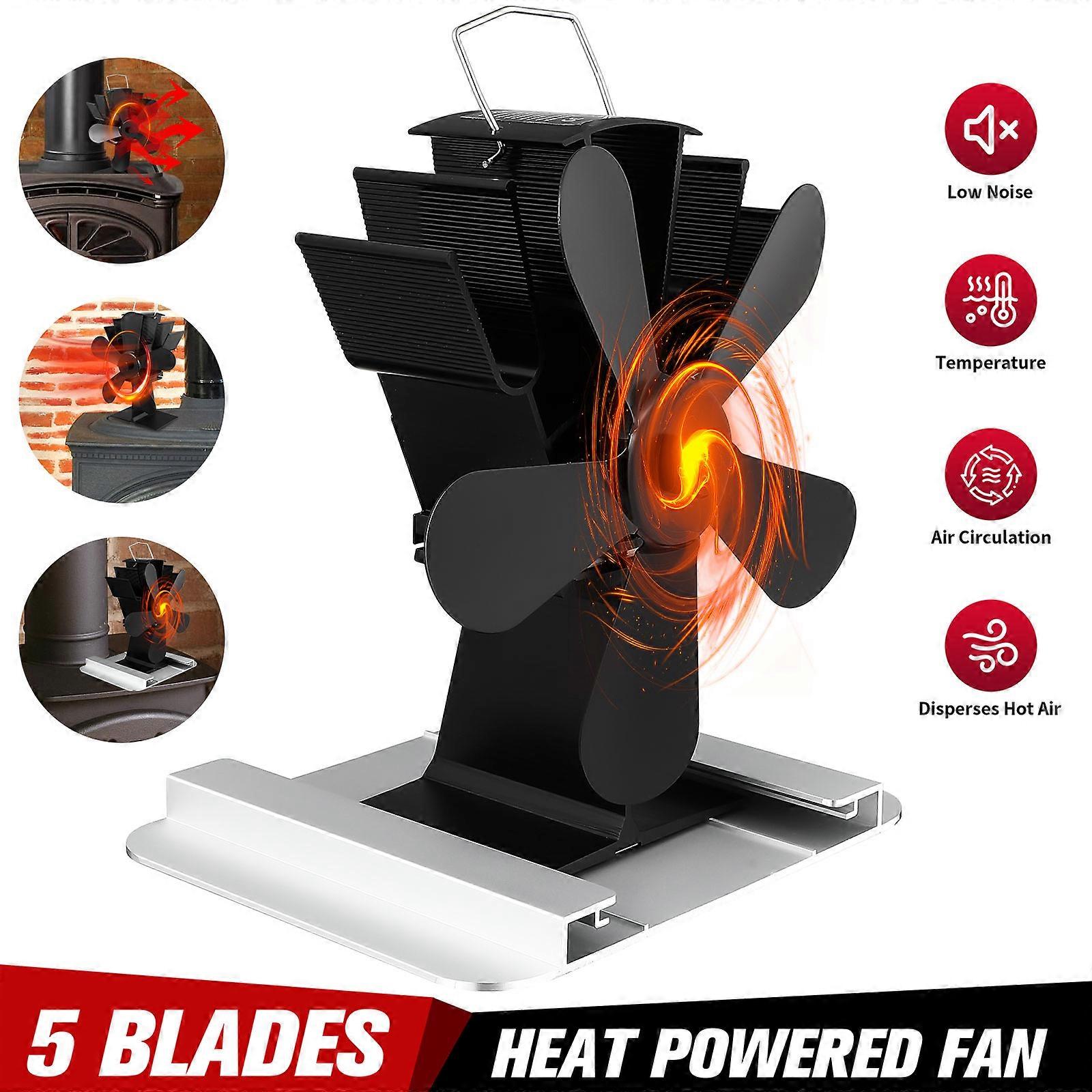 Heat Distribution Stove Fan Multi-Angle Adjustable Fireplace Fan for Log Burner Black 19.5x16.5x11cm 1Pack