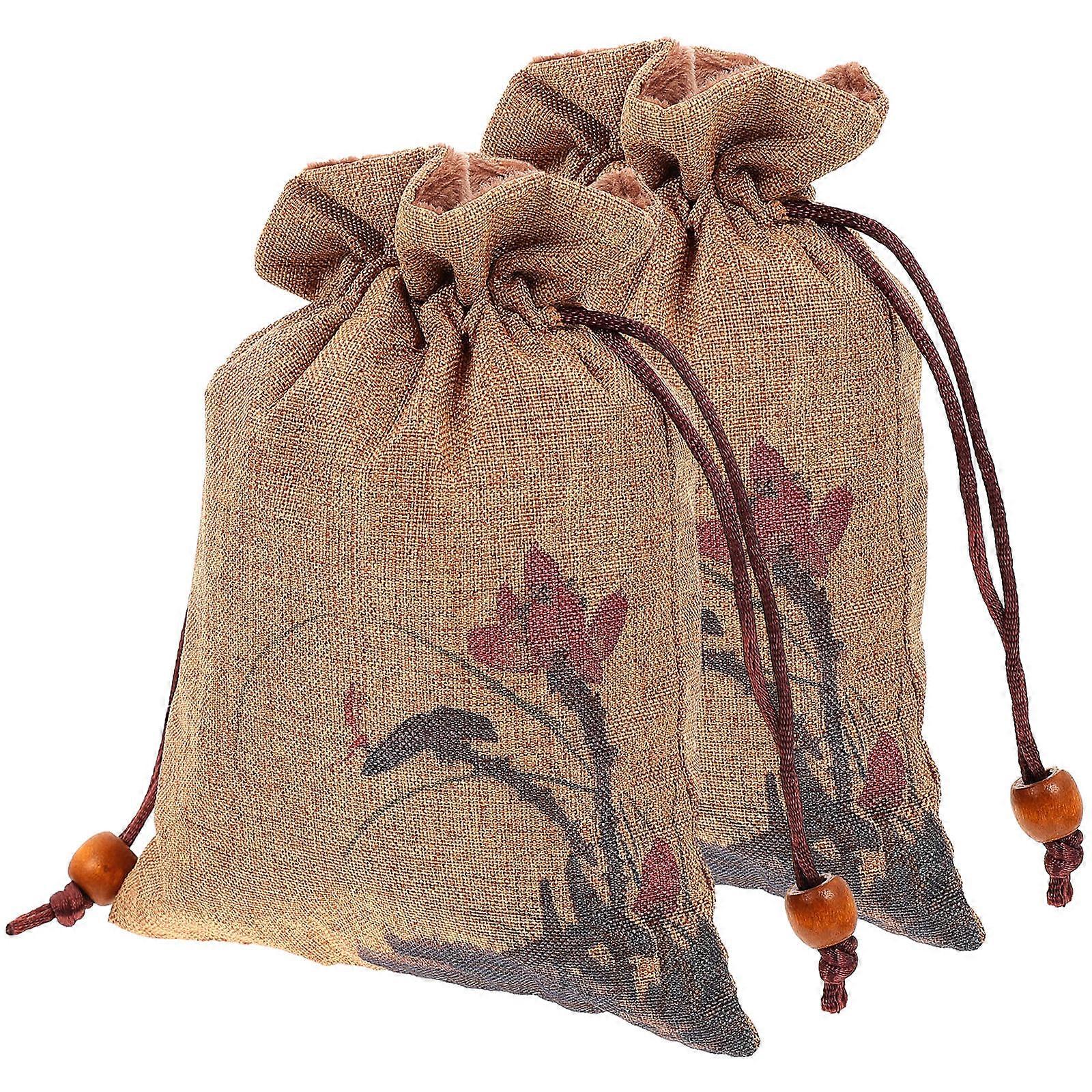 Drawstring Buddha Beads Bag Fabric Gift Bag for Storage Use 2Pcs