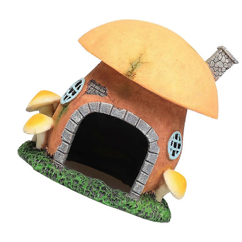 Mushroom Castle Adornment Aquarium Shelter for Reptile Hiding 2Pcs