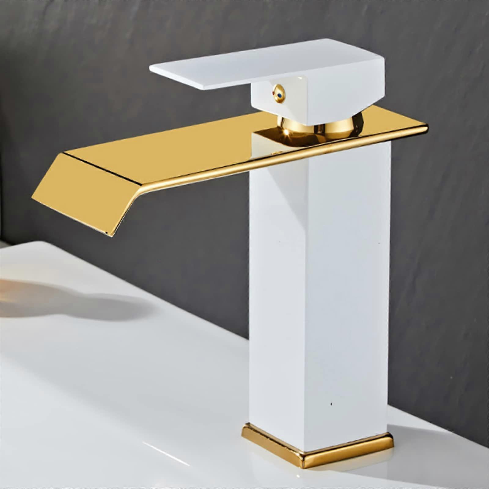 Faucet Waterfall Gold Stainless Steel Vanity Faucet For Bathroom Sink Single Handle Basin Mixer Tap Hot And Cold