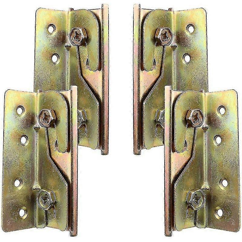 Set Of 4 Rust Resistant Mortiseless Bed Rail Mounting Brackets With Screws