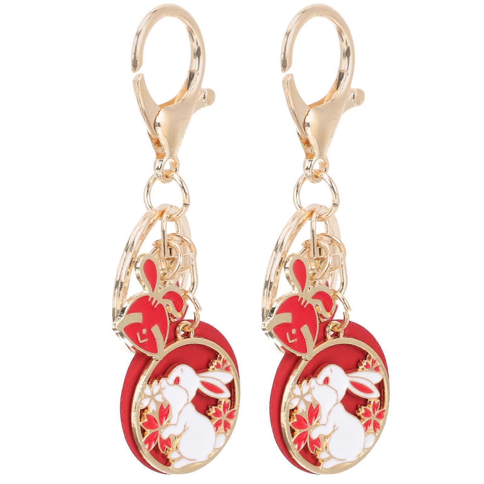 Hanging Rabbit Pendant for Decoration Use 10Pcs Red Chinese Style Keychain