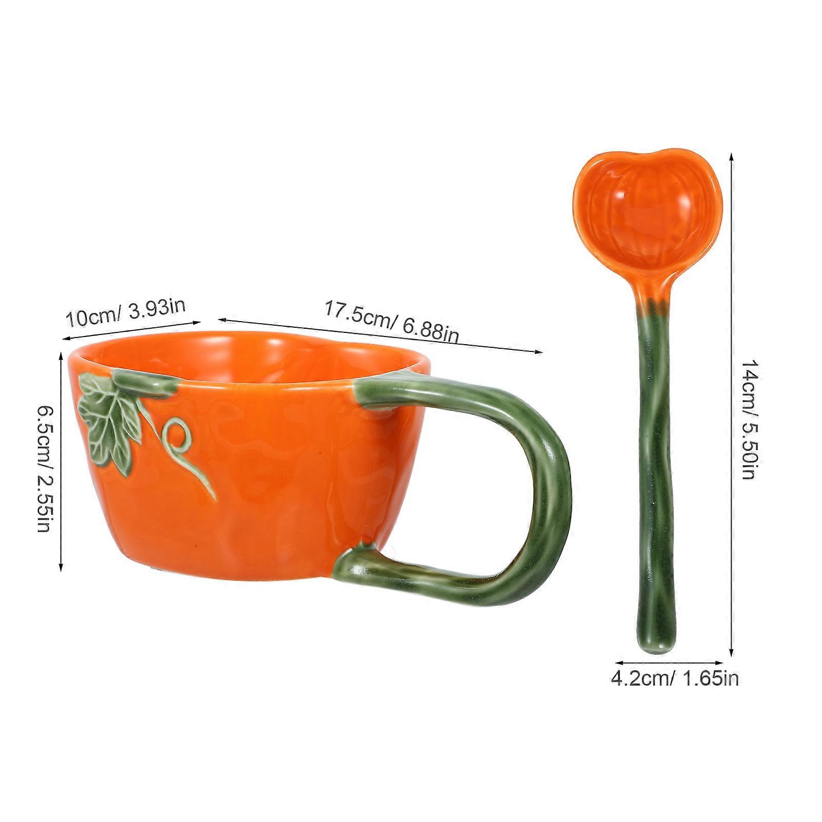 Orange Coffee Spoons Set With Holder - 6 Stainless Steel Spoons & Stand For Kitchen Or Dining