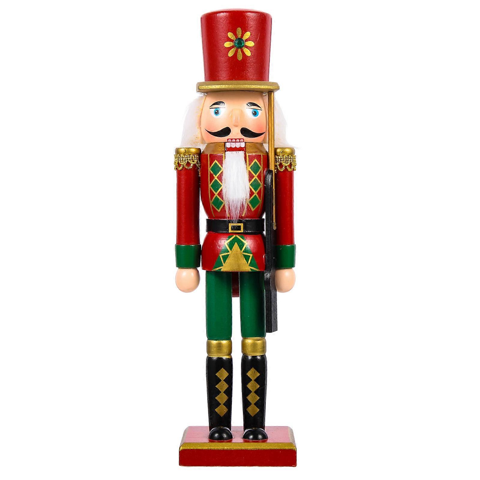 Wooden Nutcracker Puppet Decoration for Home Brown Christmas Soldier