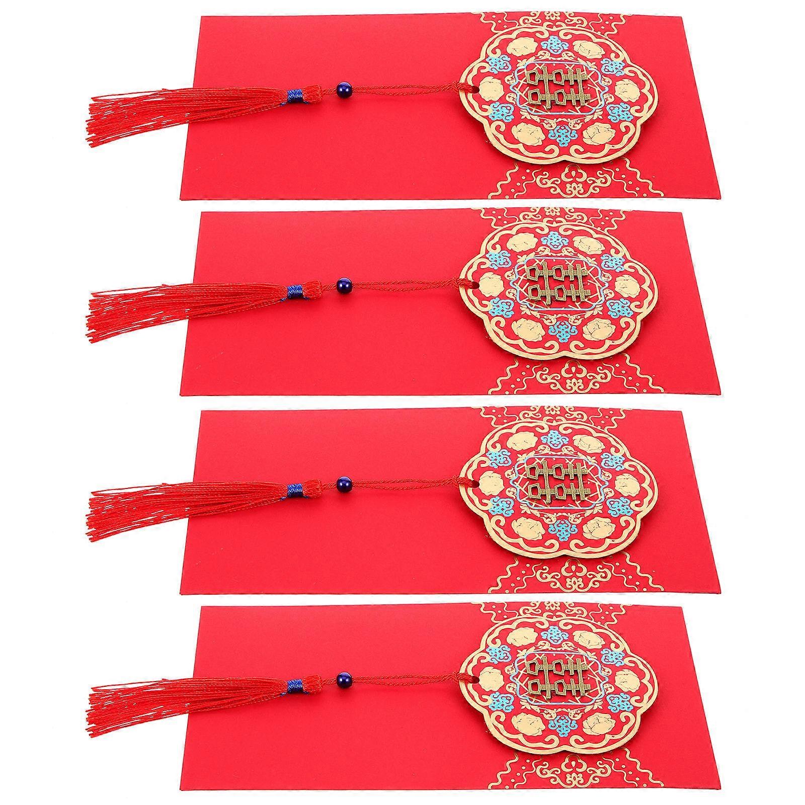 Paper Red Envelope with Tassel for Wedding Occasion 12Pcs
