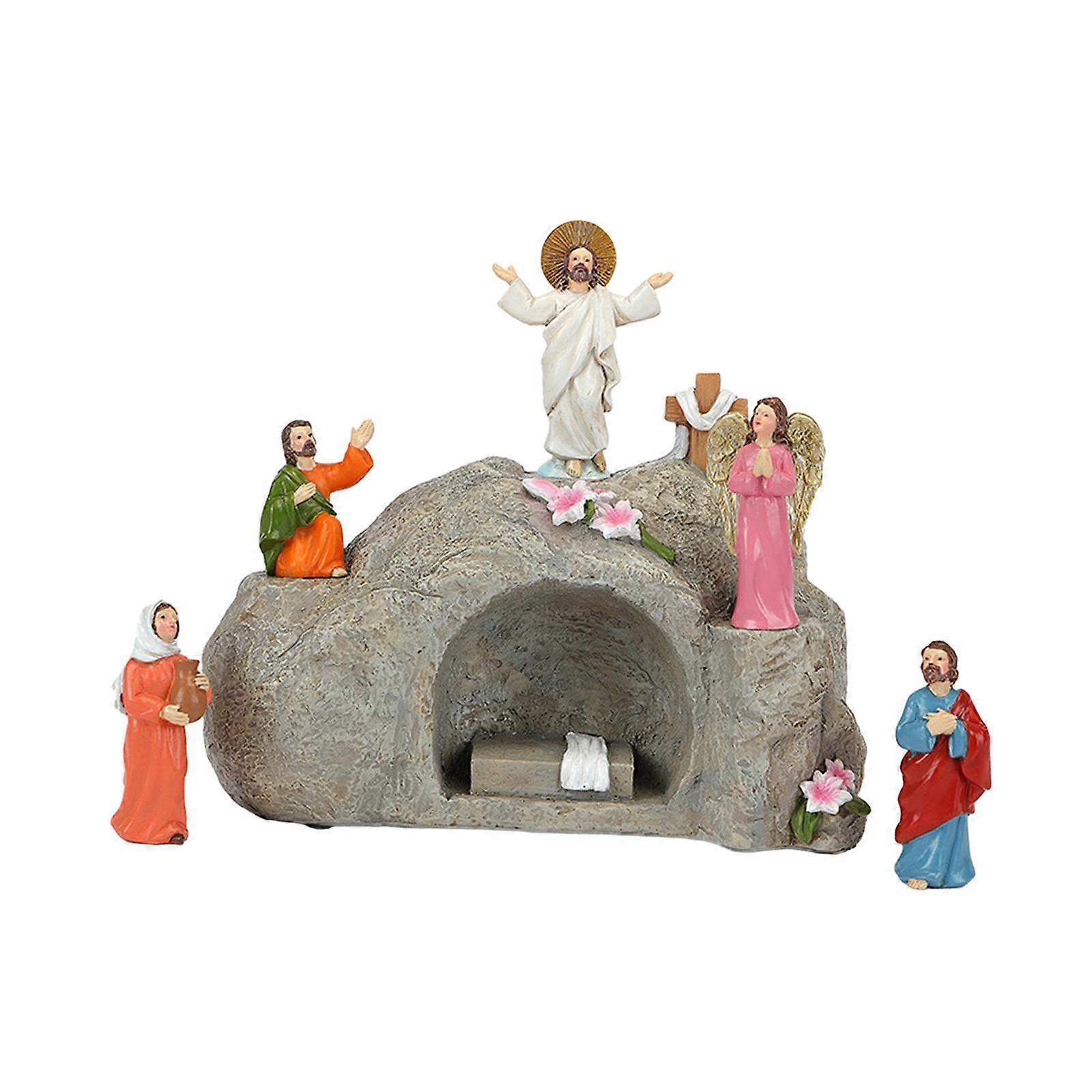 Easter Resurrection Scene Set Easter Scene Decoration for Spring Office Style B