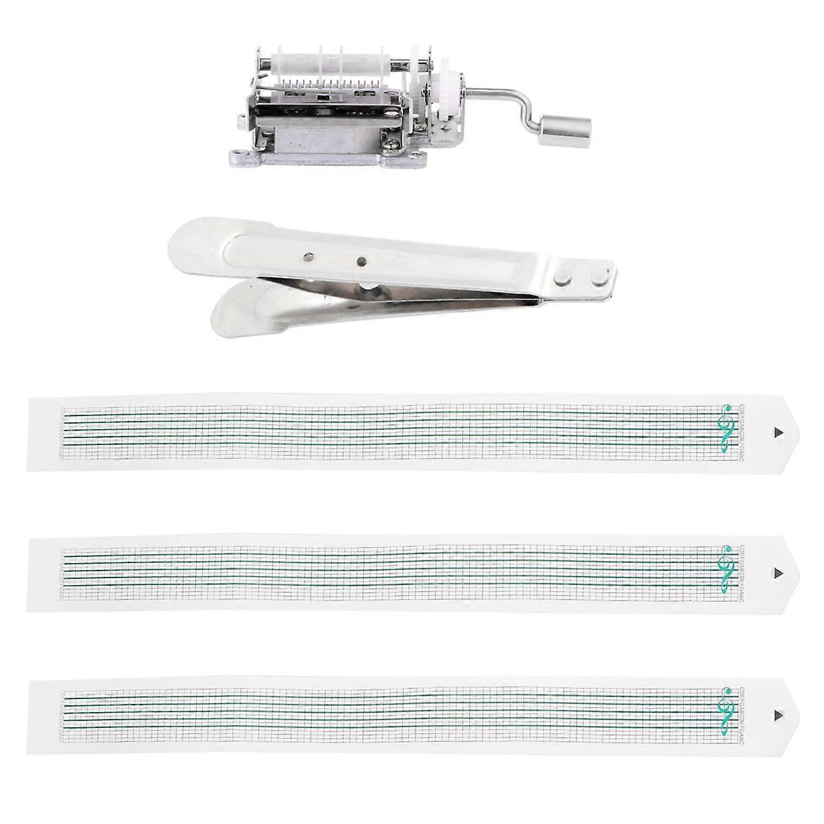 Hand Crank Movement Music Box with Hole Puncher and 3Pcs Paper Tapes