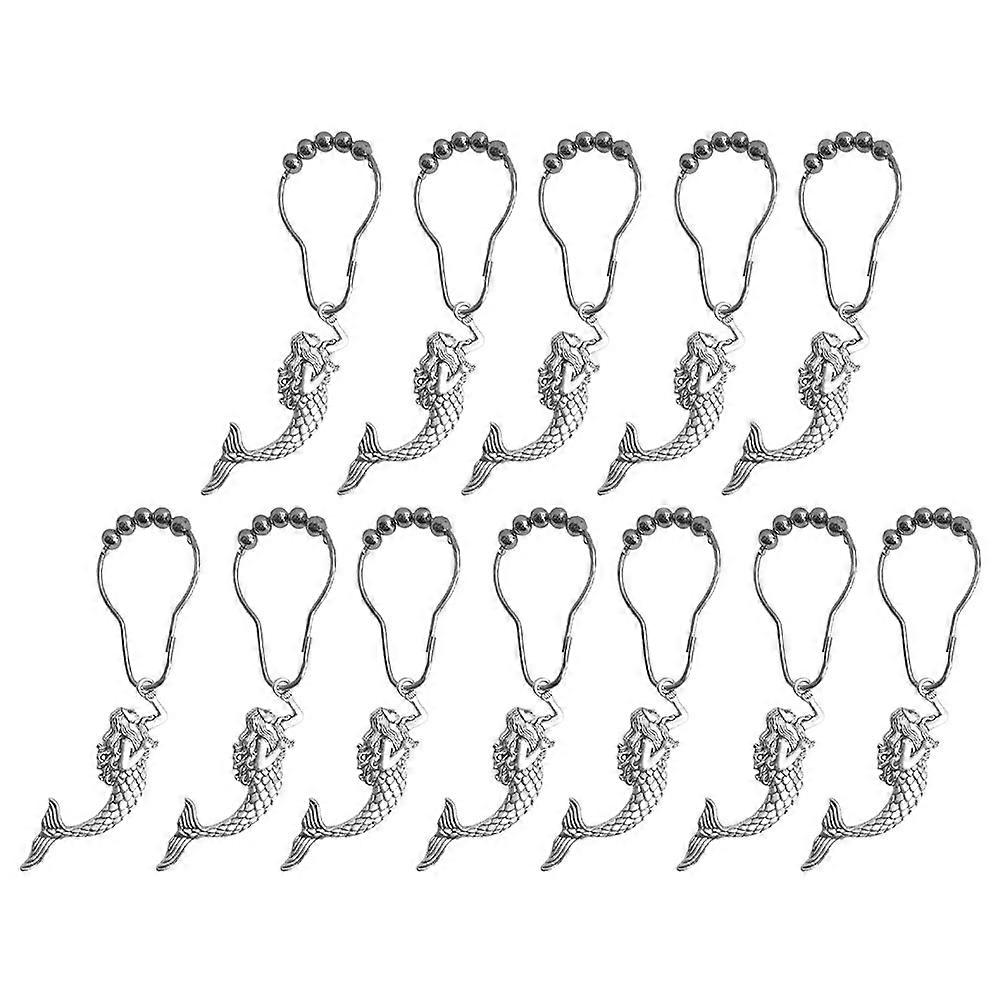 Ocean Style Shower Curtain Hanging Hooks with Mermaid Design 12Pcs