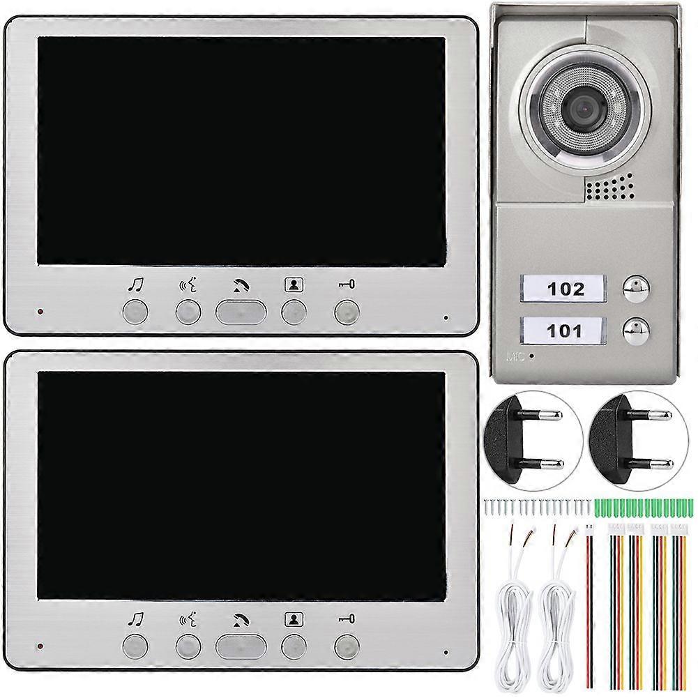 7inch Apartment 2 Units Wired Video Door Phone Visual Entry Intercom System110-