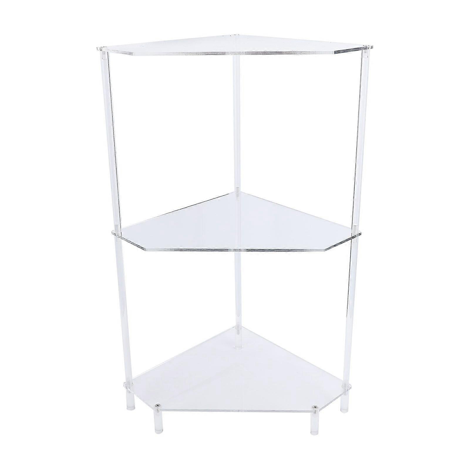 3 Tier Triangular Acrylic Corner Side Table Small Corner Side Table Bathroom Organizer Water Resistant End Table