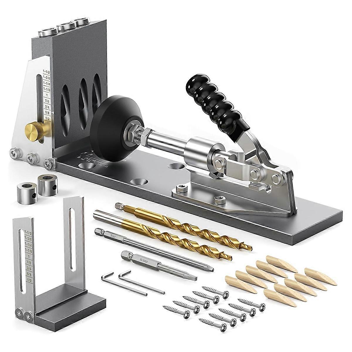 Pocket Hole Jig,Professional Adjustable Pocket Screw Jig Versatile Drill Guide Jig for 1/2Inch to 3