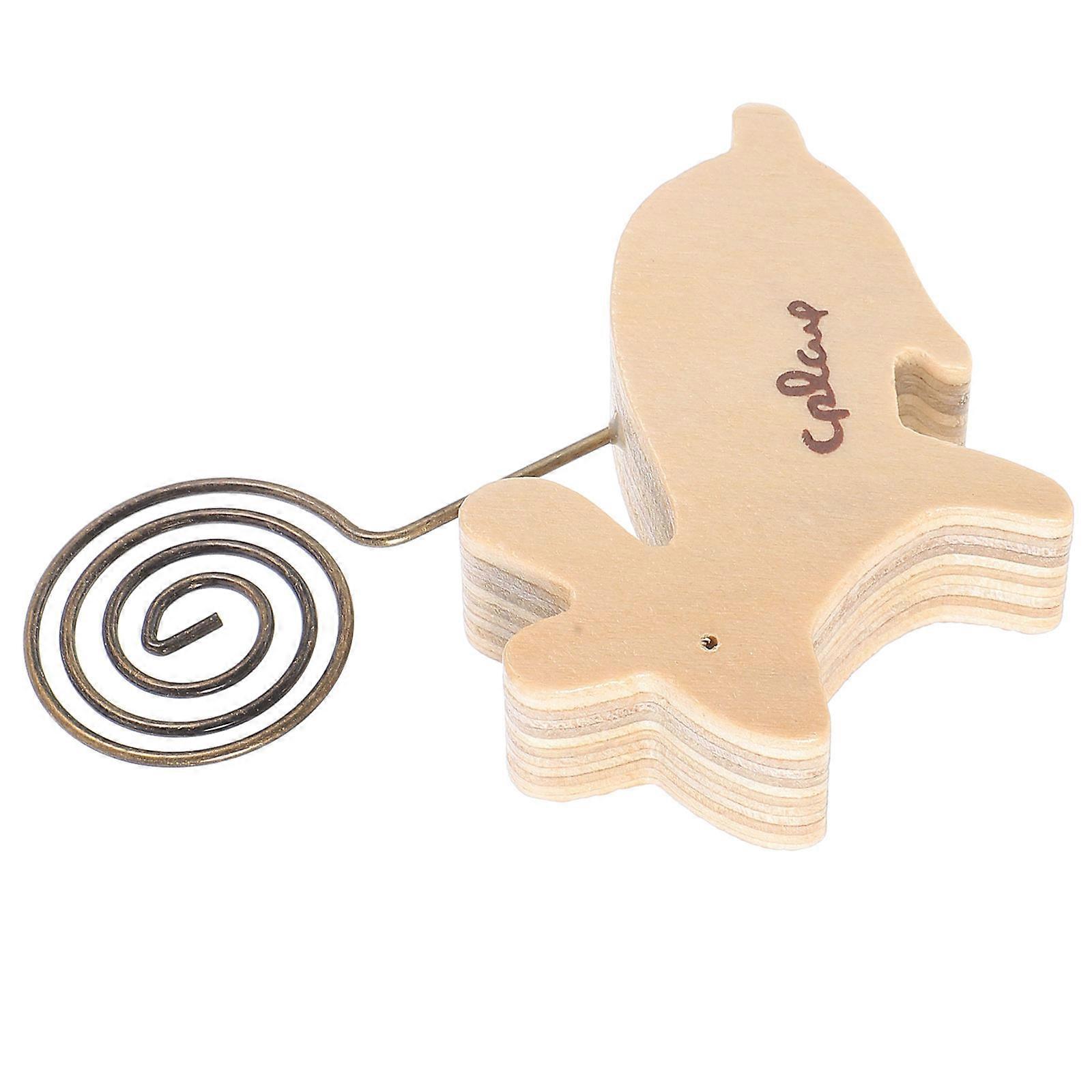 Easter Wooden Memo Clip Holder with 4Pcs Cute Rabbit Design for Home Desk