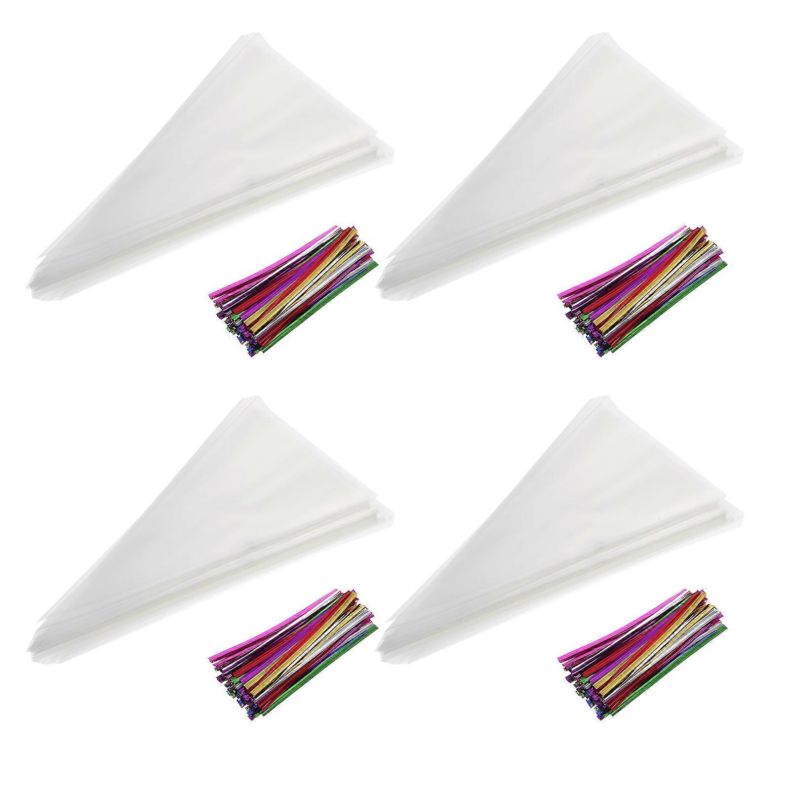 Clear Cone Candy Bag Candy Packaging Bag for Packing 4Sets Christmas Pouches