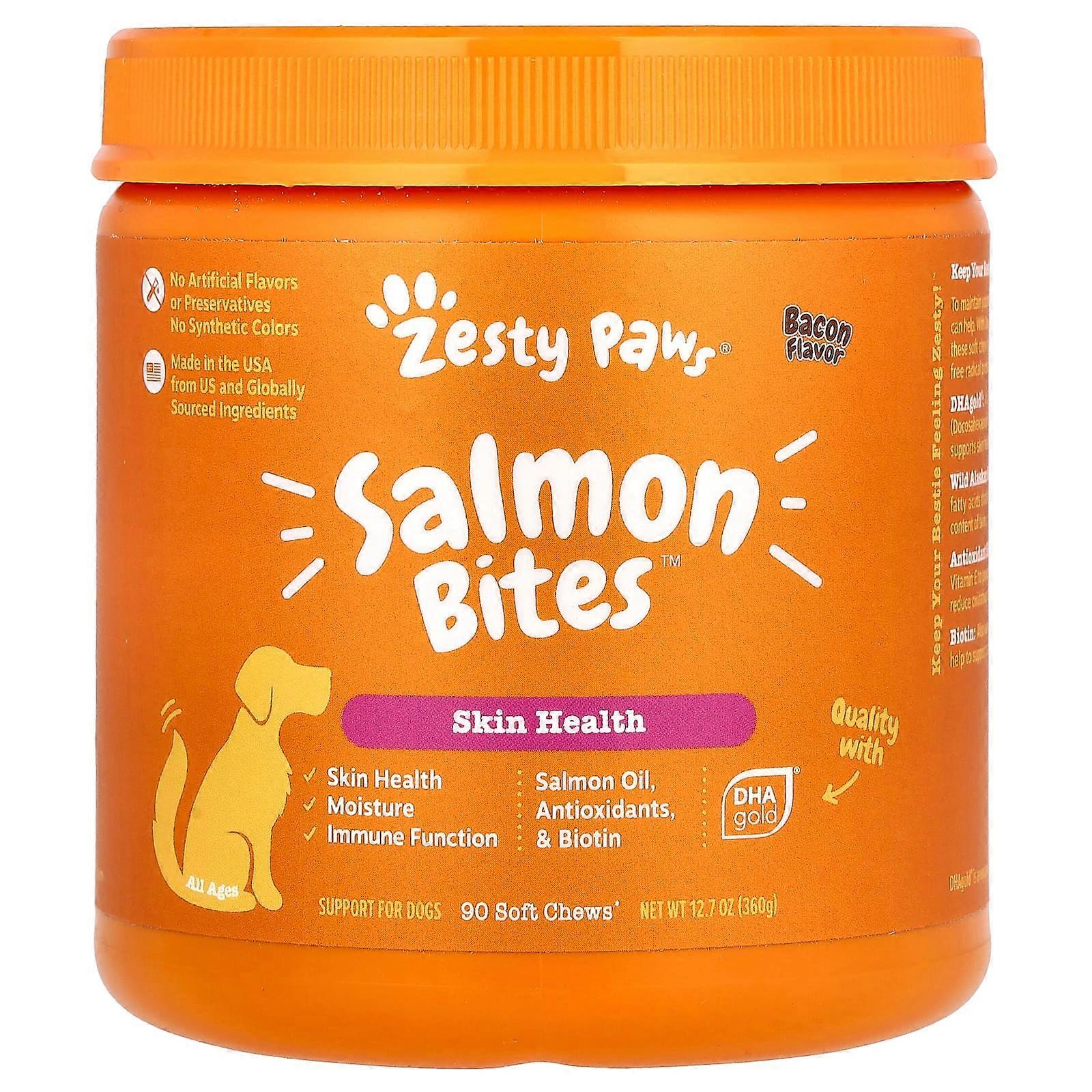 Salmon Bites, For Dogs, All Ages, Bacon, 90 Soft Chews, 12.7 oz (360 g)