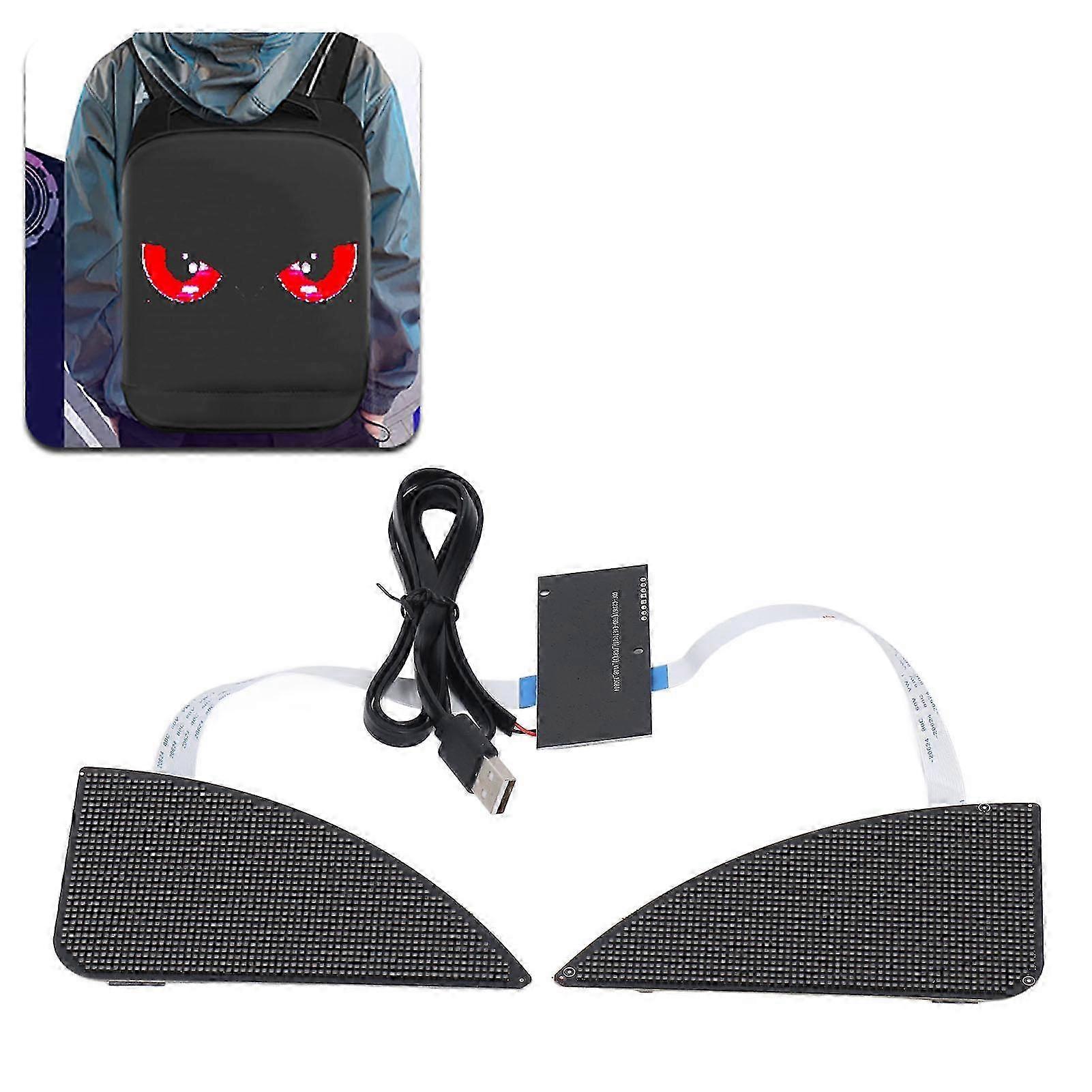 2025 Ohjelmoitava LED-kyltti, sovelluksen ohjaus, 32x64 pistettä, matriisivieritys, joustavat digitaaliset kyltit, silmänmuotoiset, autoreppuun