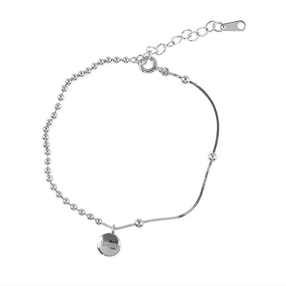ブレスレット3pcsシルバーメッキカップルブレスレットシンプルレターラッキービーズペンダントブレスレットパーティージュエリーギフト