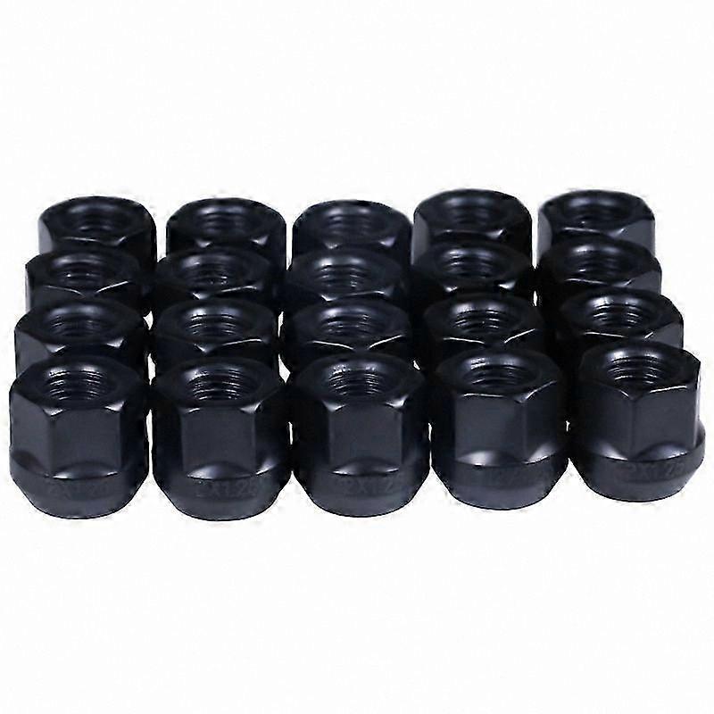 21mm Height Open End Lug Nuts - Black Wheel Nuts M14 x 1.5, M12 x 1.25, M12 x 1.5, 1/2-20 Thread Size