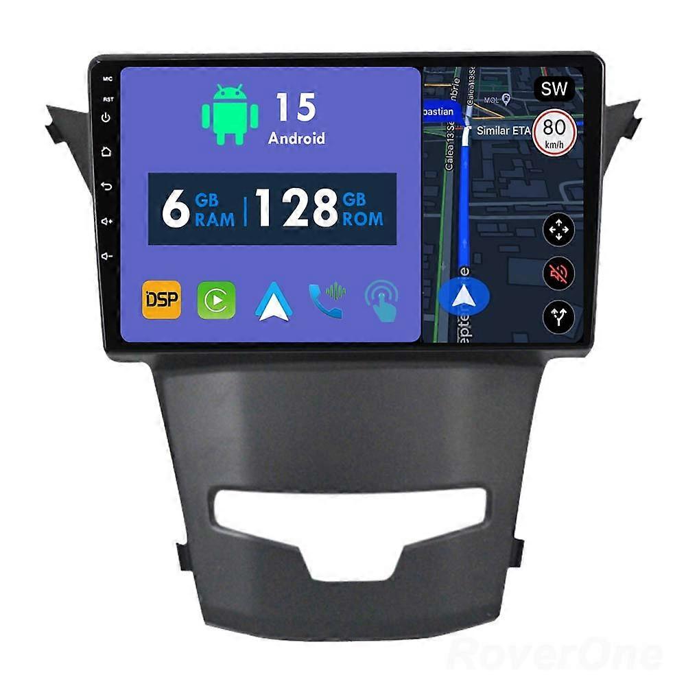 Car Radio 6G+128G CarPlay GPS Navigation Head Unit for SsangYong Korando 3 Actyon 2 2013 - 2017 Android Auto Bluetooth Stereo Touch Screen