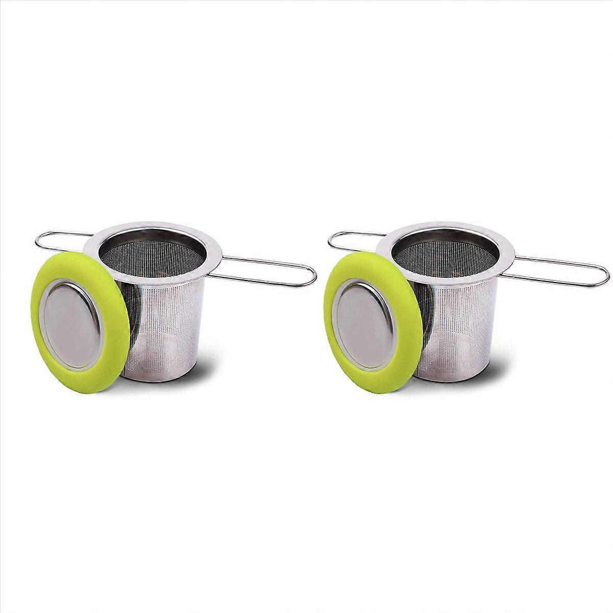 Tea Infuser Stainless Steel Tea Strainer Folding Handle Filter(Green)