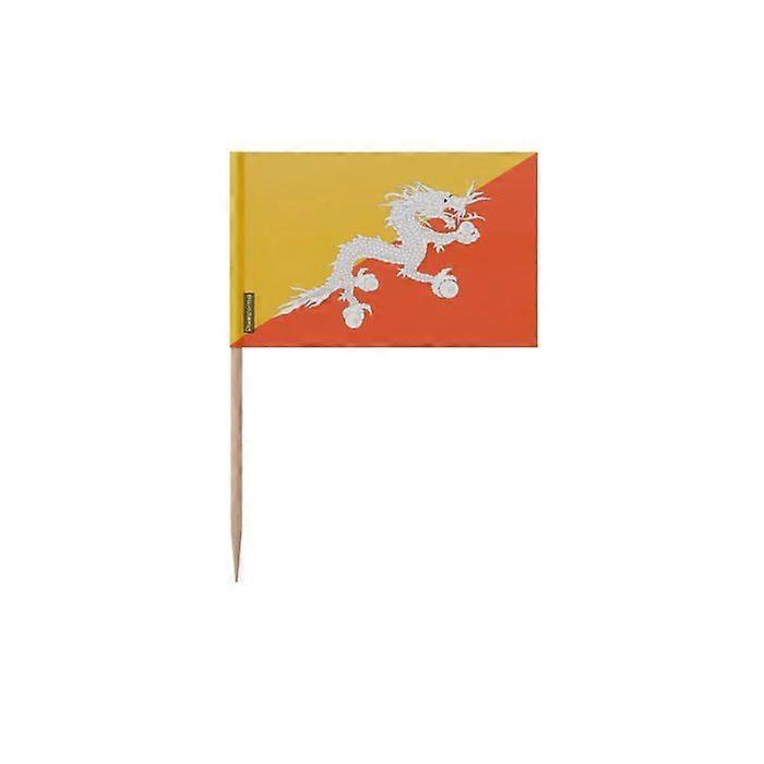 Toothpicks - Multicolor - Bhutan Flag - 10 cm - 100 pieces - Adhesive Plastic