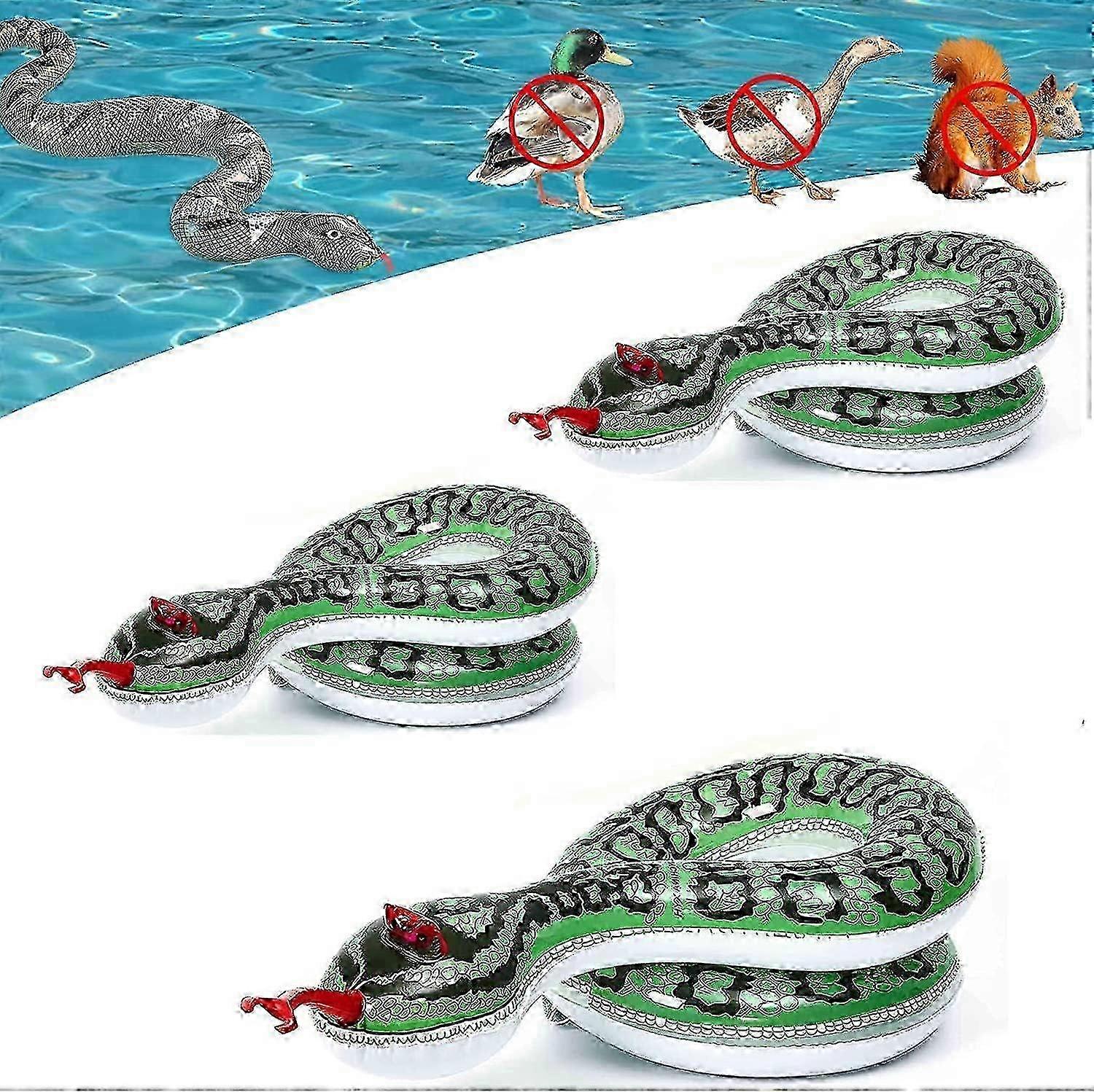 3Pcs Inflatable Snakes for Pool to Keep Birds Away, Floating Snakes for Pool with Pump, Fake Snake Balloon Pool Supplies Prank Props
