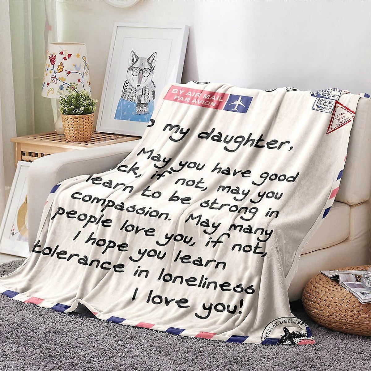 WinysinFlannel Envelope Blankets For Sofas And Beds Plush Fluffy Soft Flannel Blankets And Letters To Family