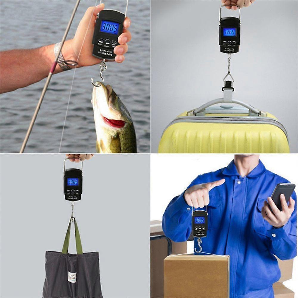 Pocket Scale Backlit LCD Screen Weighing Scale Portable Electronic Balance Digital Fish Hook Hanging Scale Fishing Scale with Measuring Tape Ruler Min