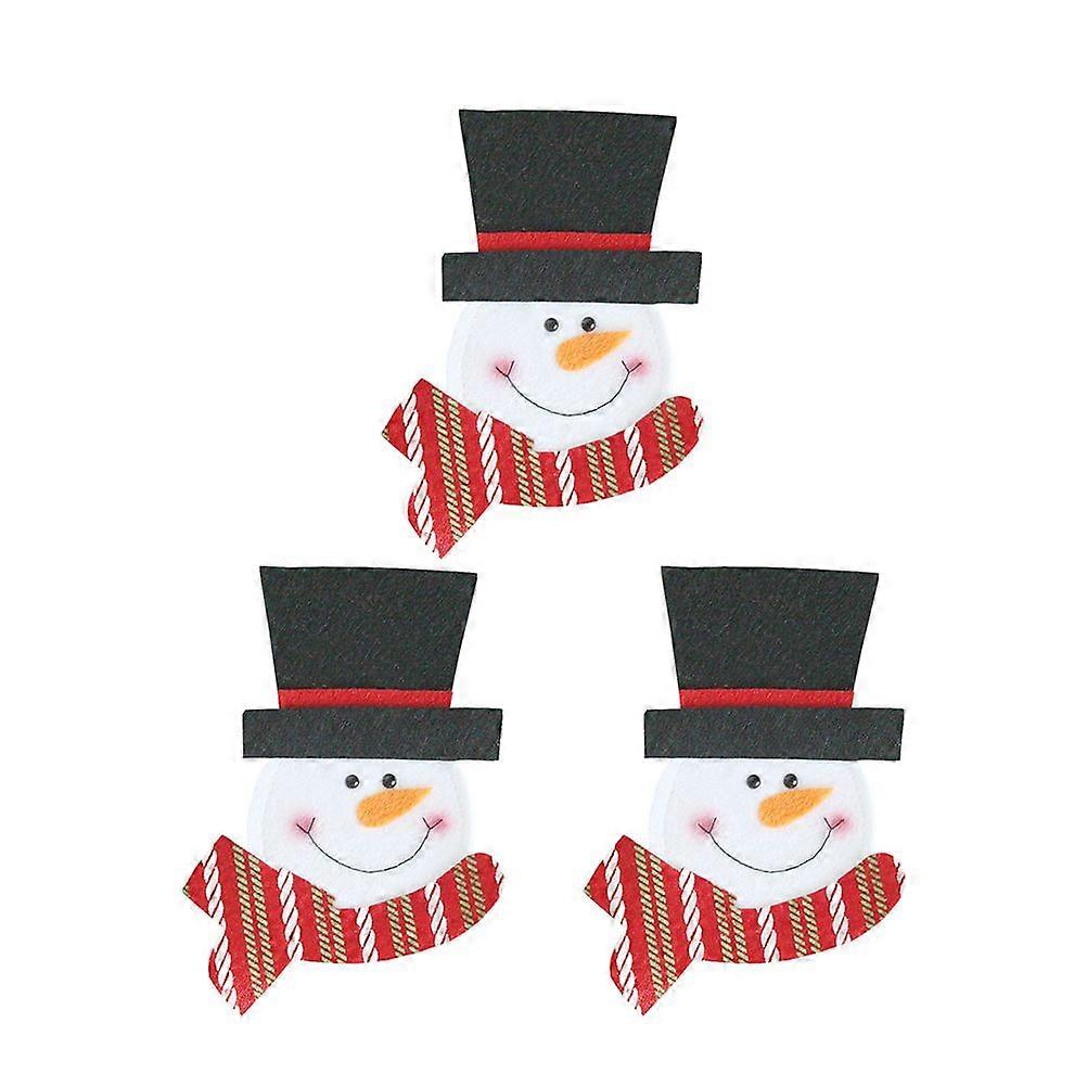 3pcs Kitchen Tableware Holders Christmas Tableware Covers Adorable Party Decor (Snowman)