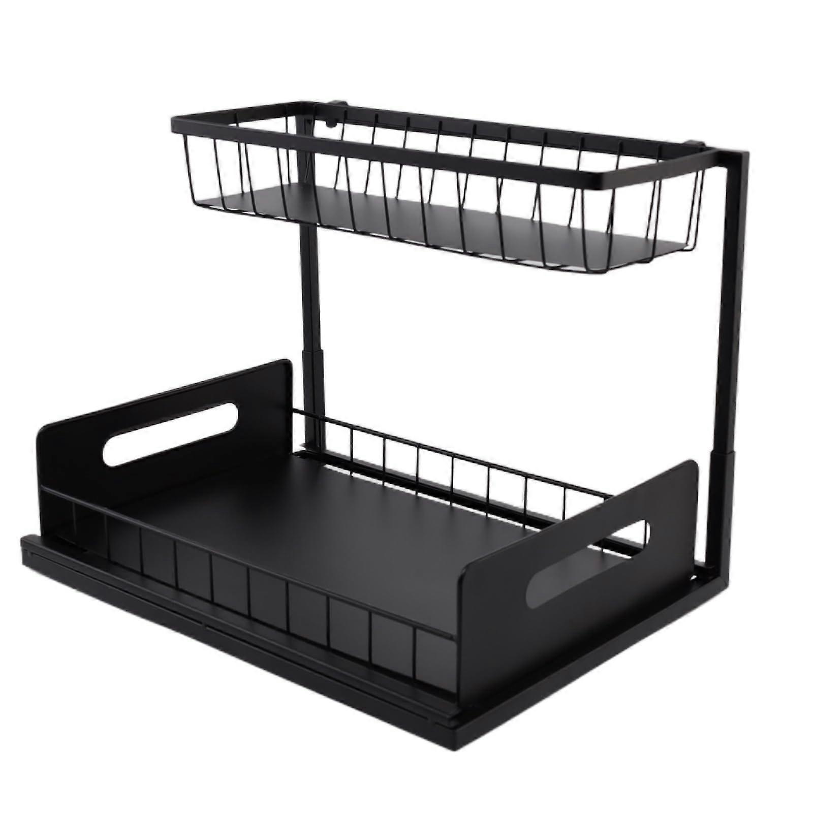 Under Sink Organizer 2Tier Sliding PullOut, Under Kitchen and Bathroom Sink Storage, Black MultiPurpose Cabinet Shelf